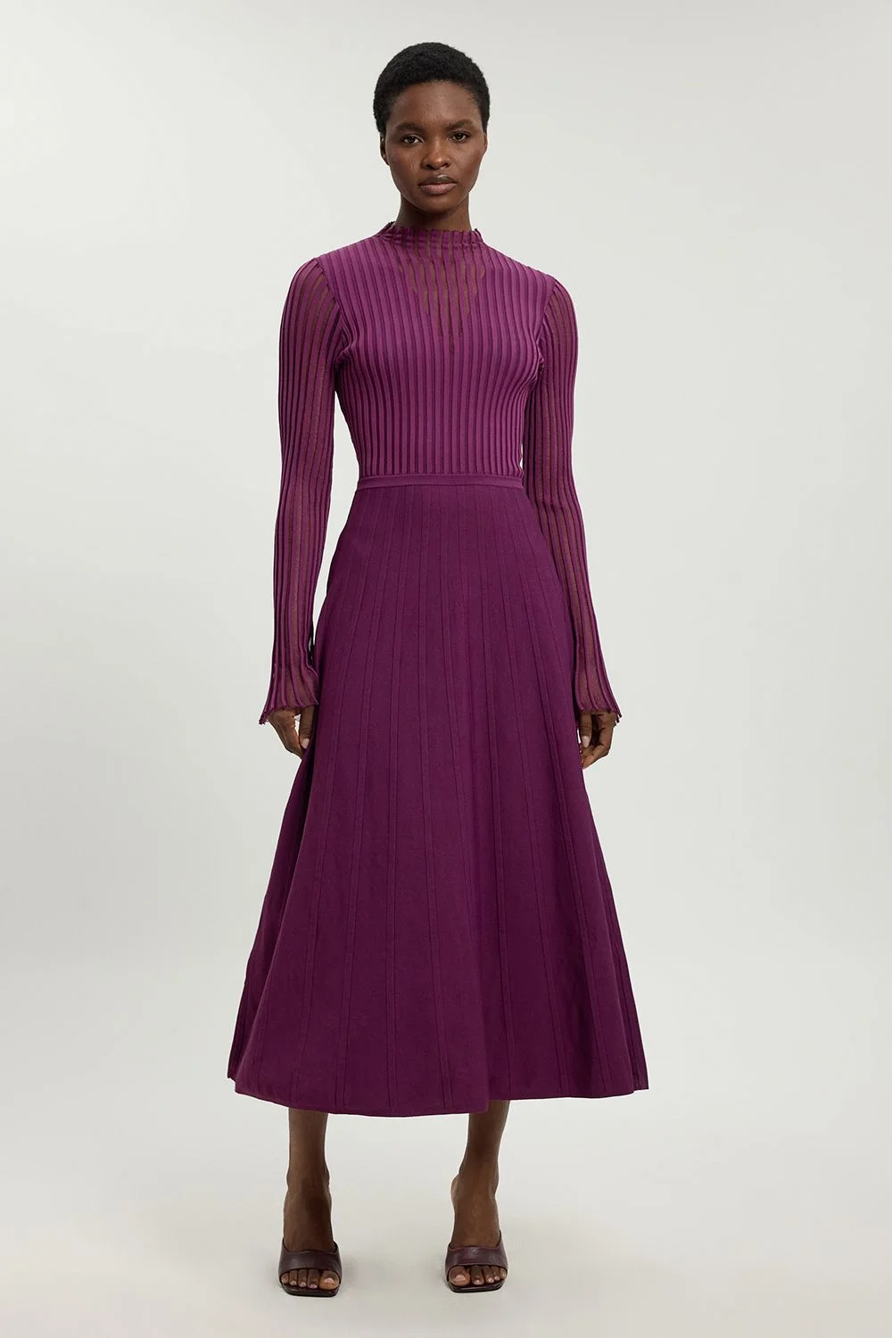 Viscose Blend Filament Knit Midi Dress - 1
