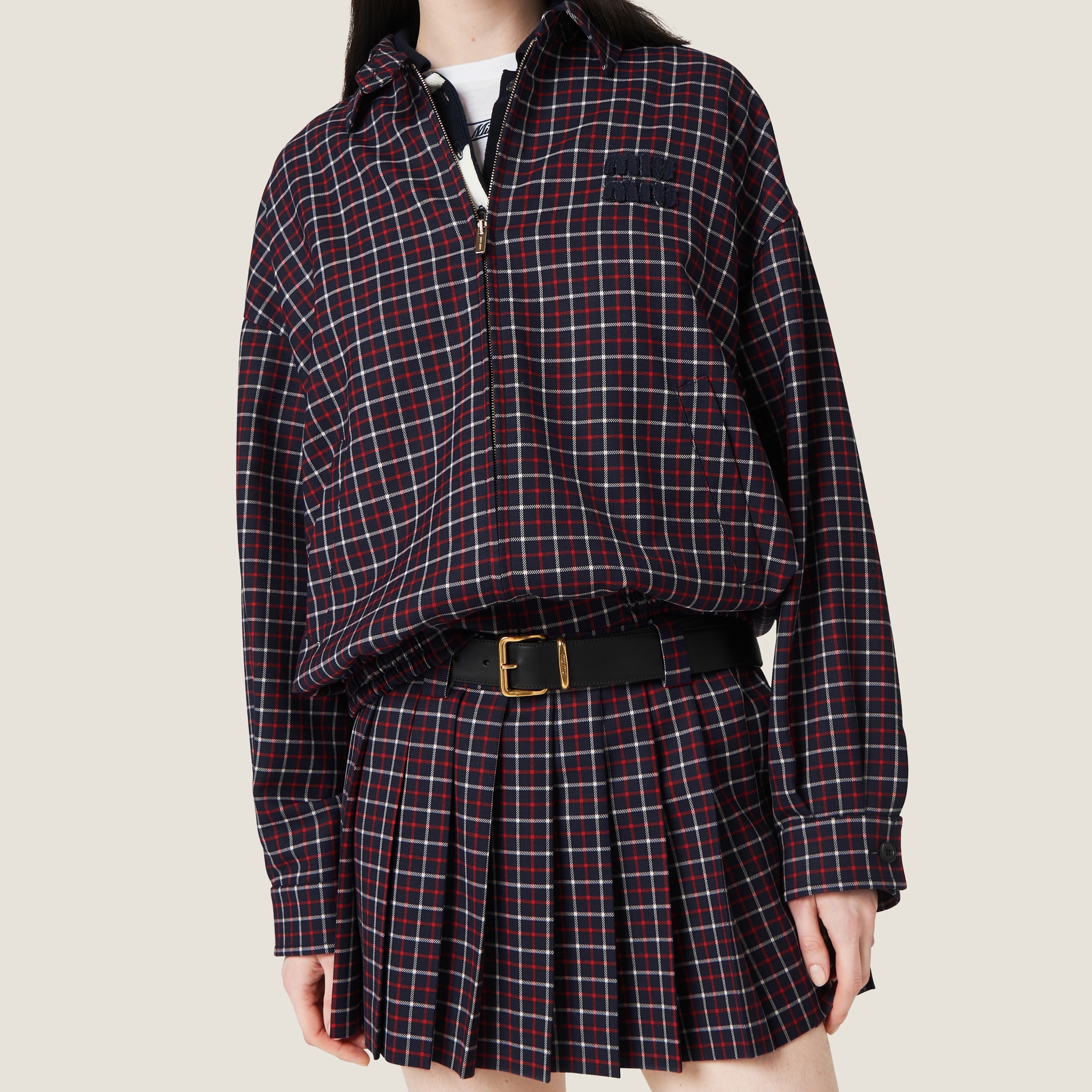 Checked wool miniskirt - 4