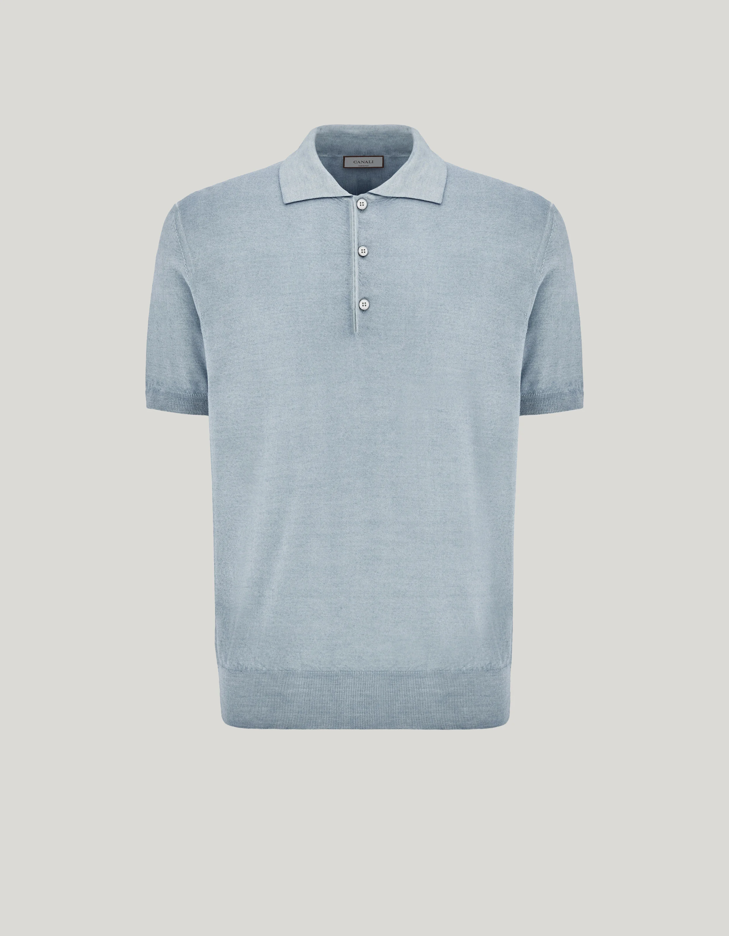 CANALI NUVOLA BRIANZA GREEN GARMENT-DYED WOOL AND SILK POLO SHIRT - 1