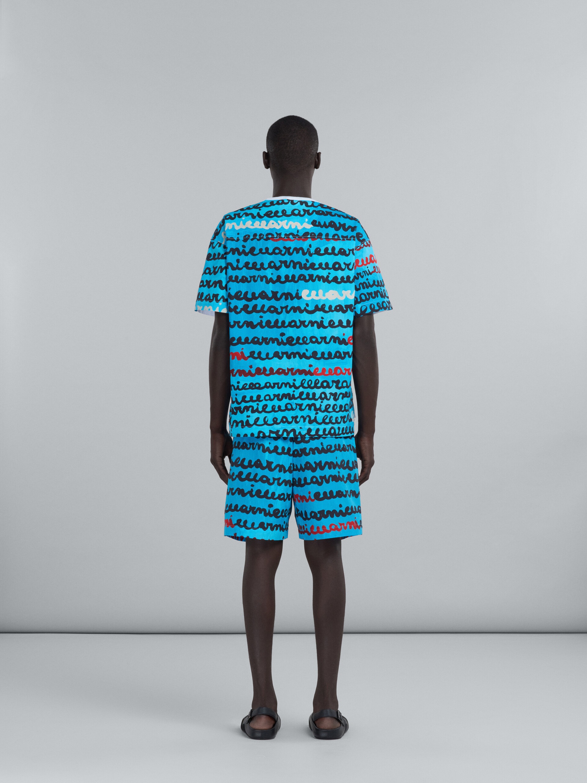 LIGHT BLUE POPLIN SHORTS WITH MAREMARNI PRINT - 3