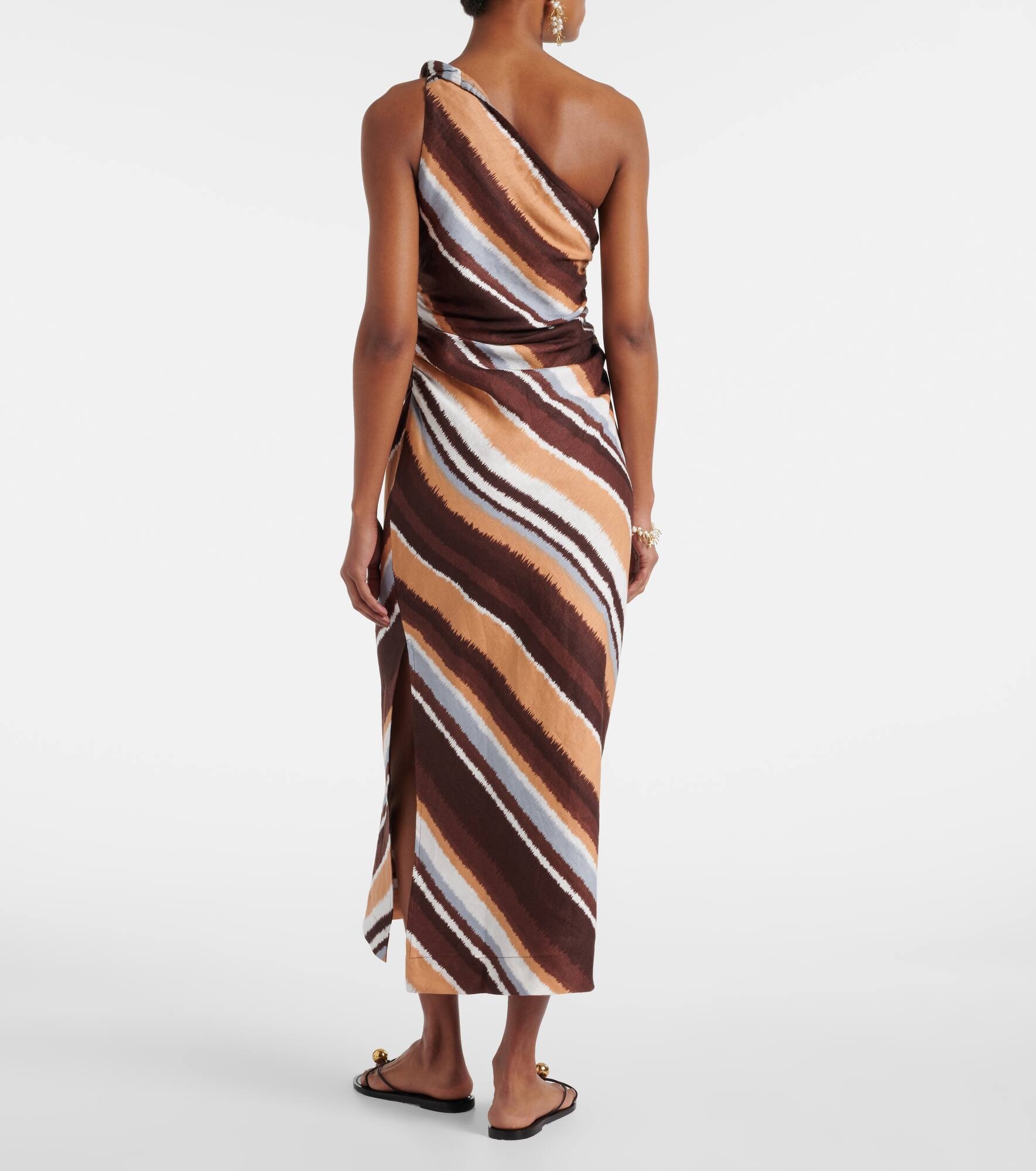 Marga striped one-shoulder linen maxi dress - 3