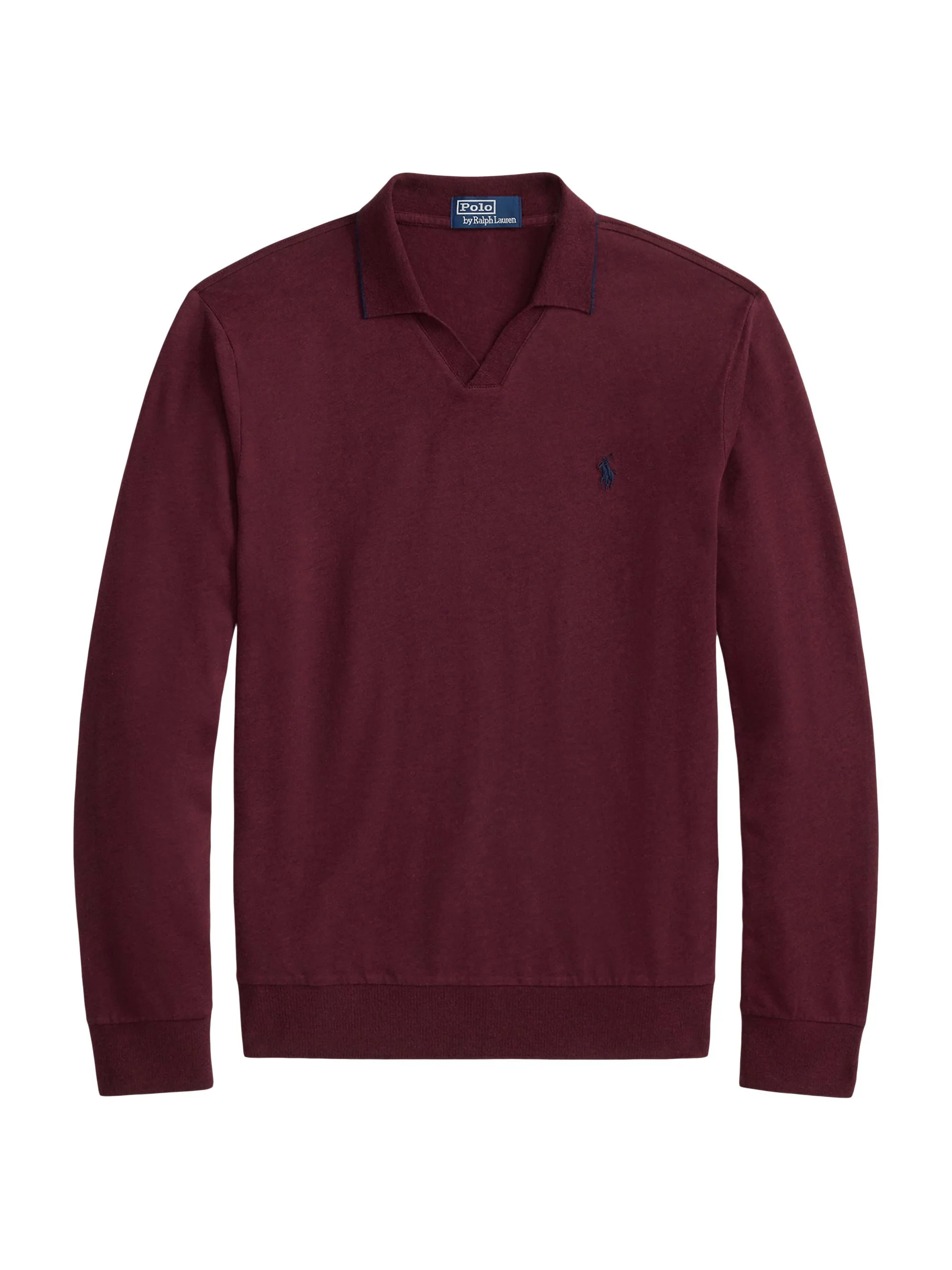 Men's Textured Cotton Jersey Polo Shirt - Spring Wine Heather - 1