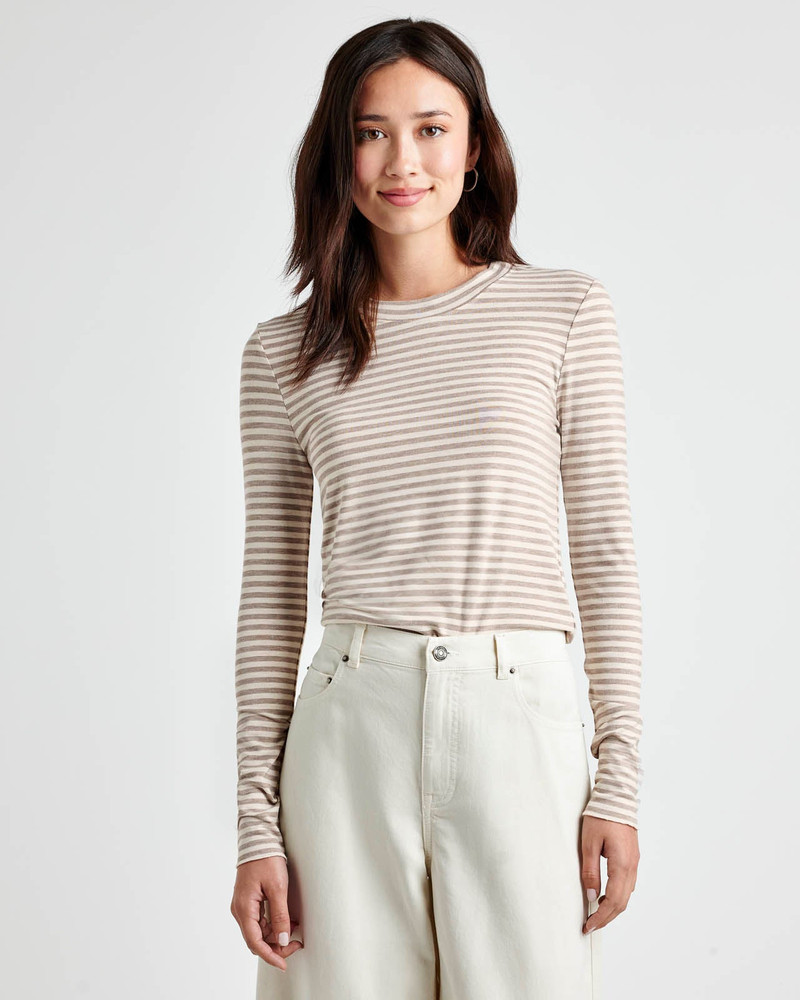 Striped Bamboo Blend Long Sleeve Tee 1