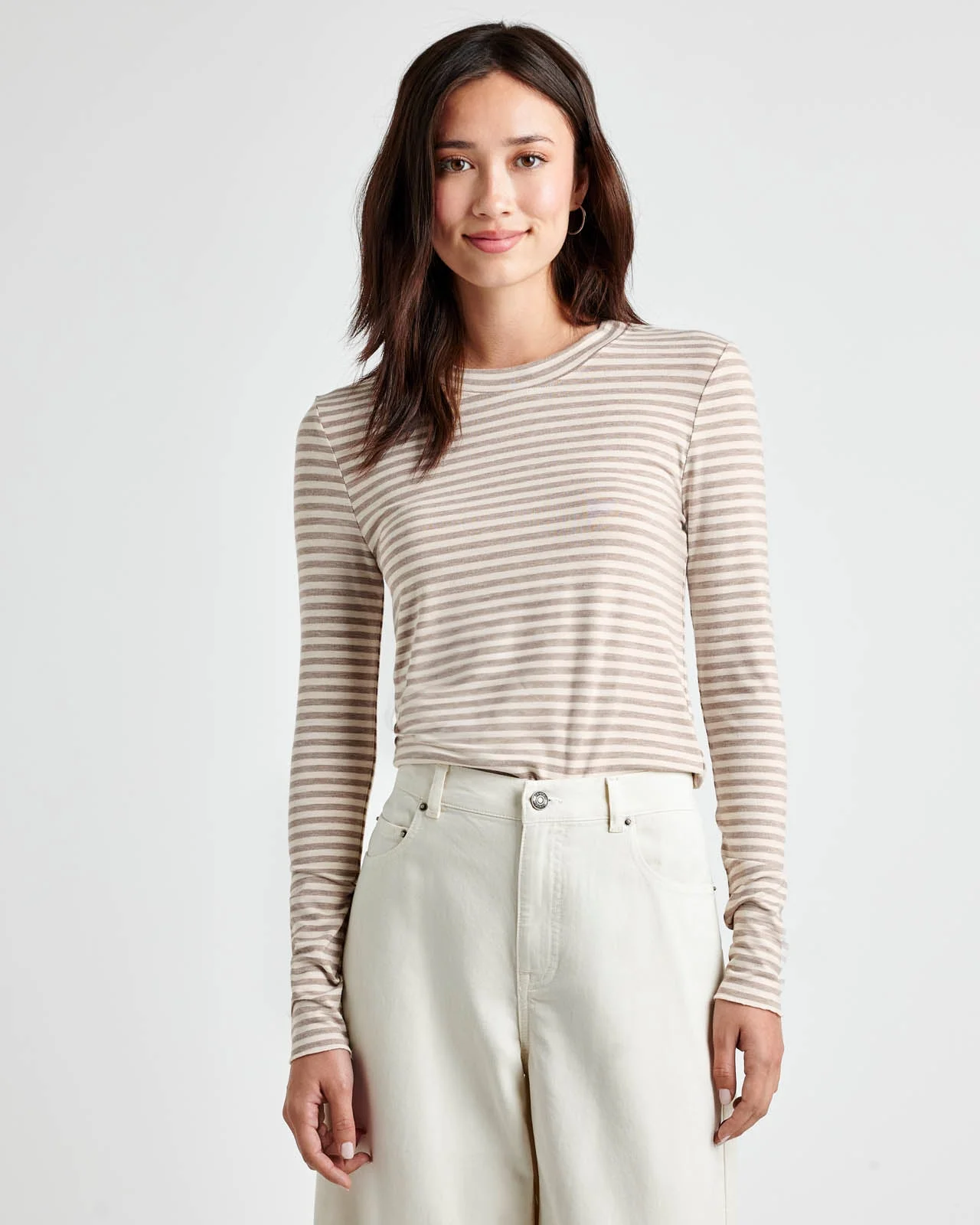 Striped Bamboo Blend Long Sleeve Tee - 1