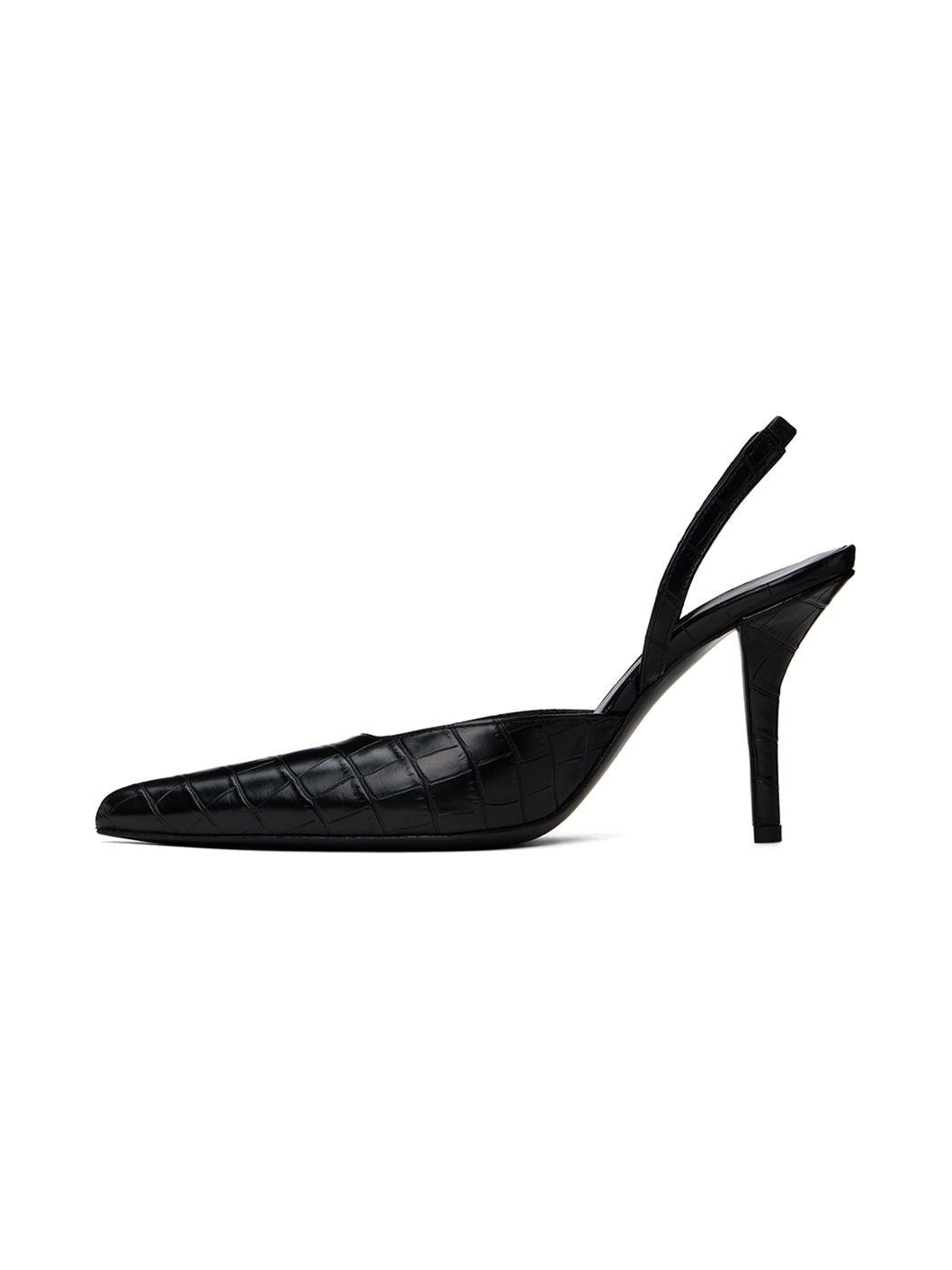 Black Octavie Croc Heels - 3