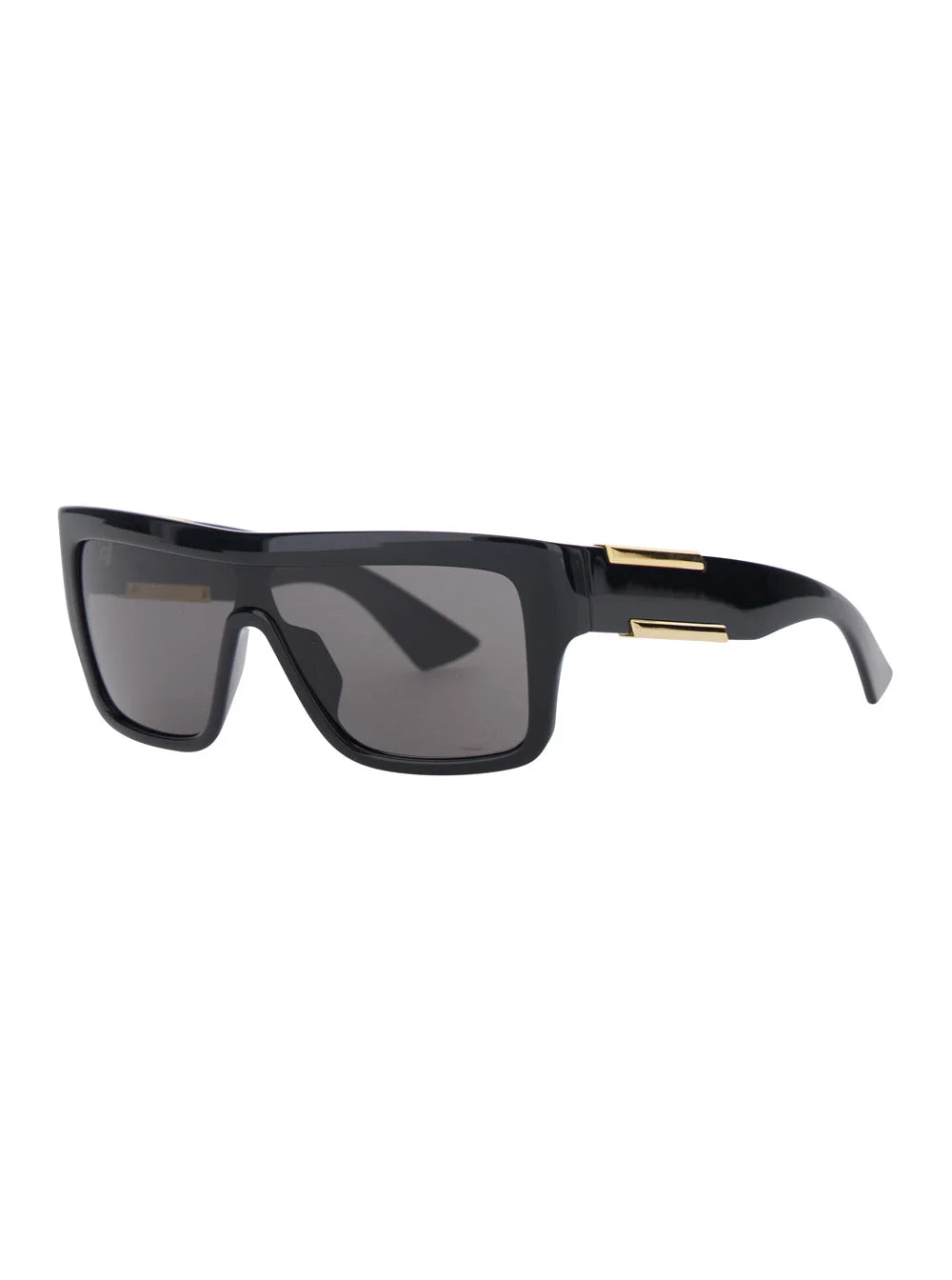 Bottega Veneta Women Black Aviator Sunglasses With Square Lenses And Metal Plates On The Side In Pla - 1