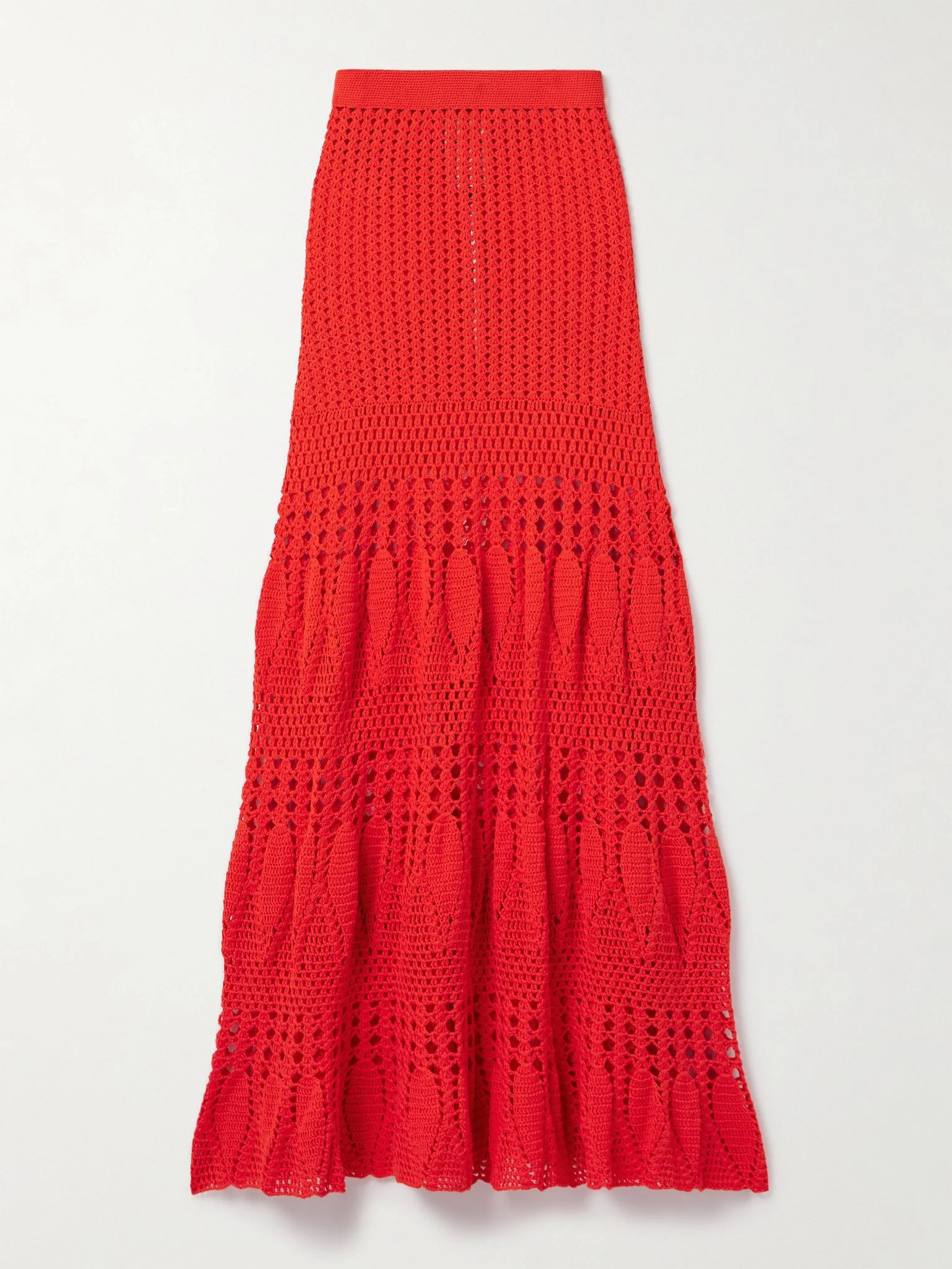 Reflejo crocheted cotton maxi skirt Orange - 1