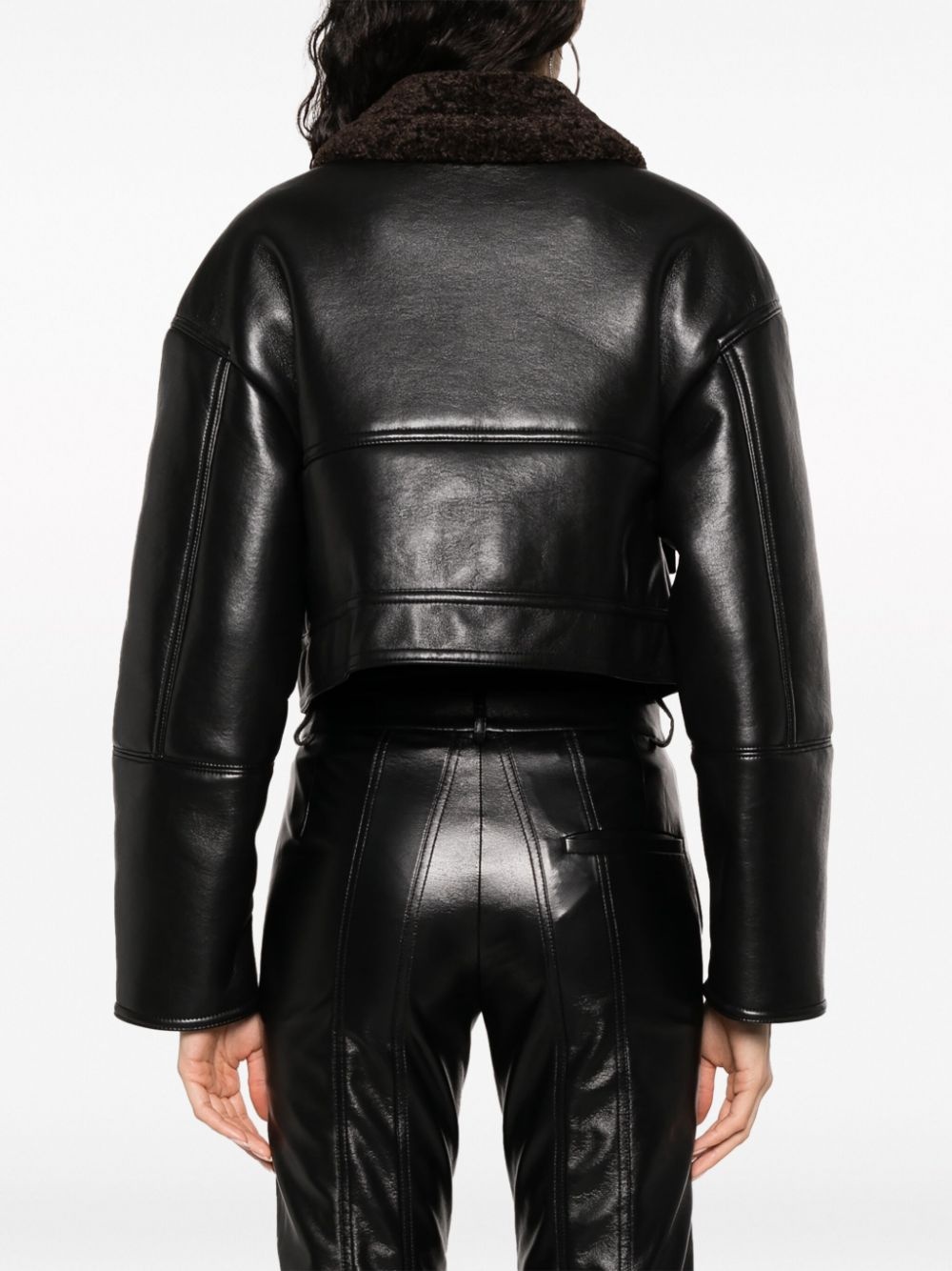 cropped leather jacket - 4