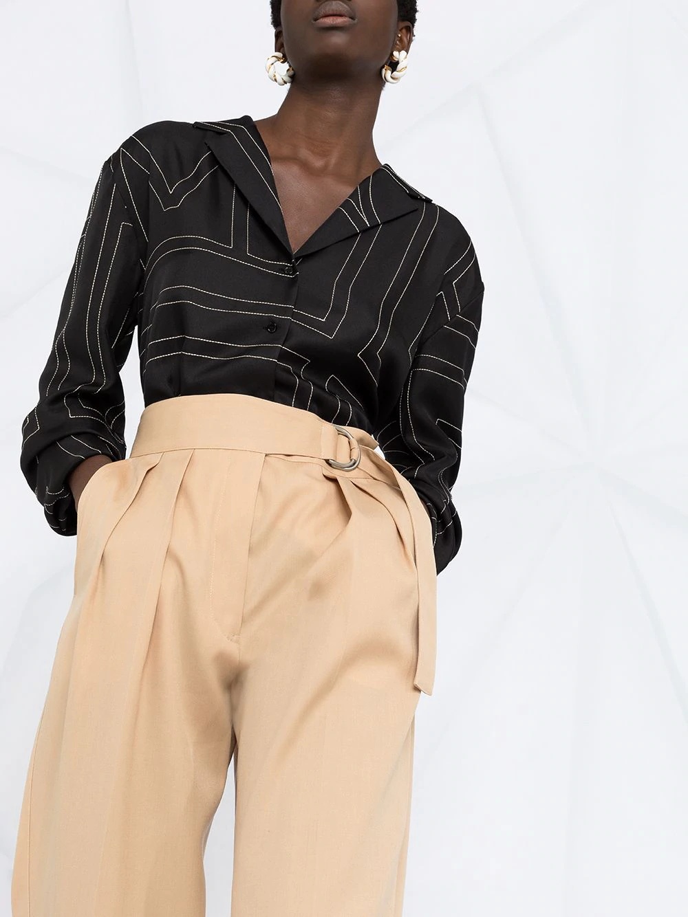 high-waist belted trousers - 4