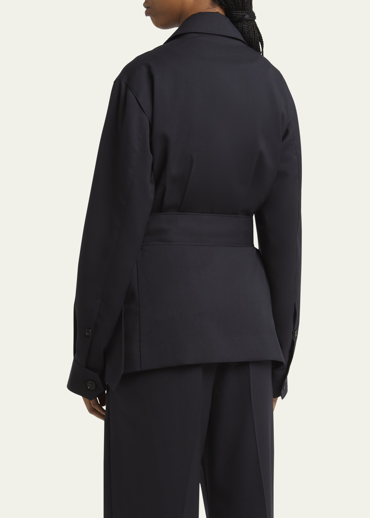 Travel Self-Tie Wool Gabardine Safari Jacket - 3