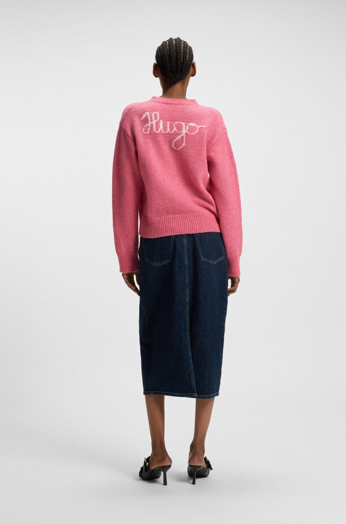 V-NECK SWEATER IN WOOL WITH LOGO DETAIL - 4