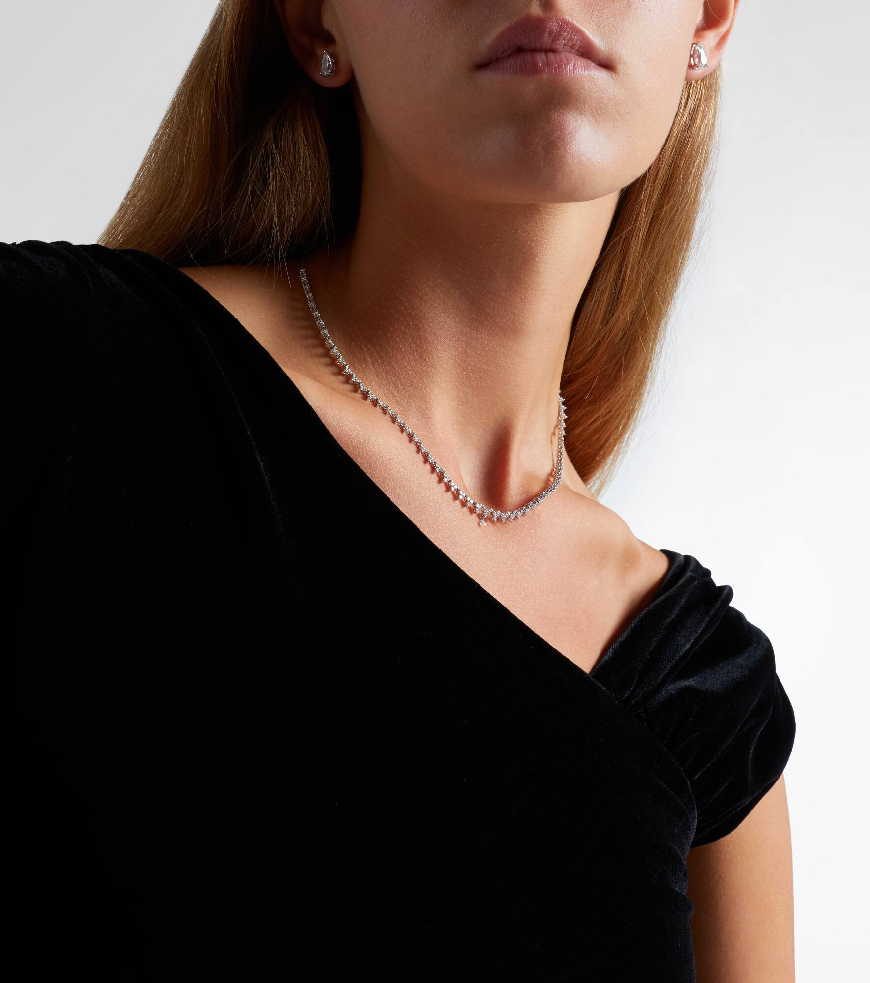 18kt white gold tennis necklace with diamonds - 3