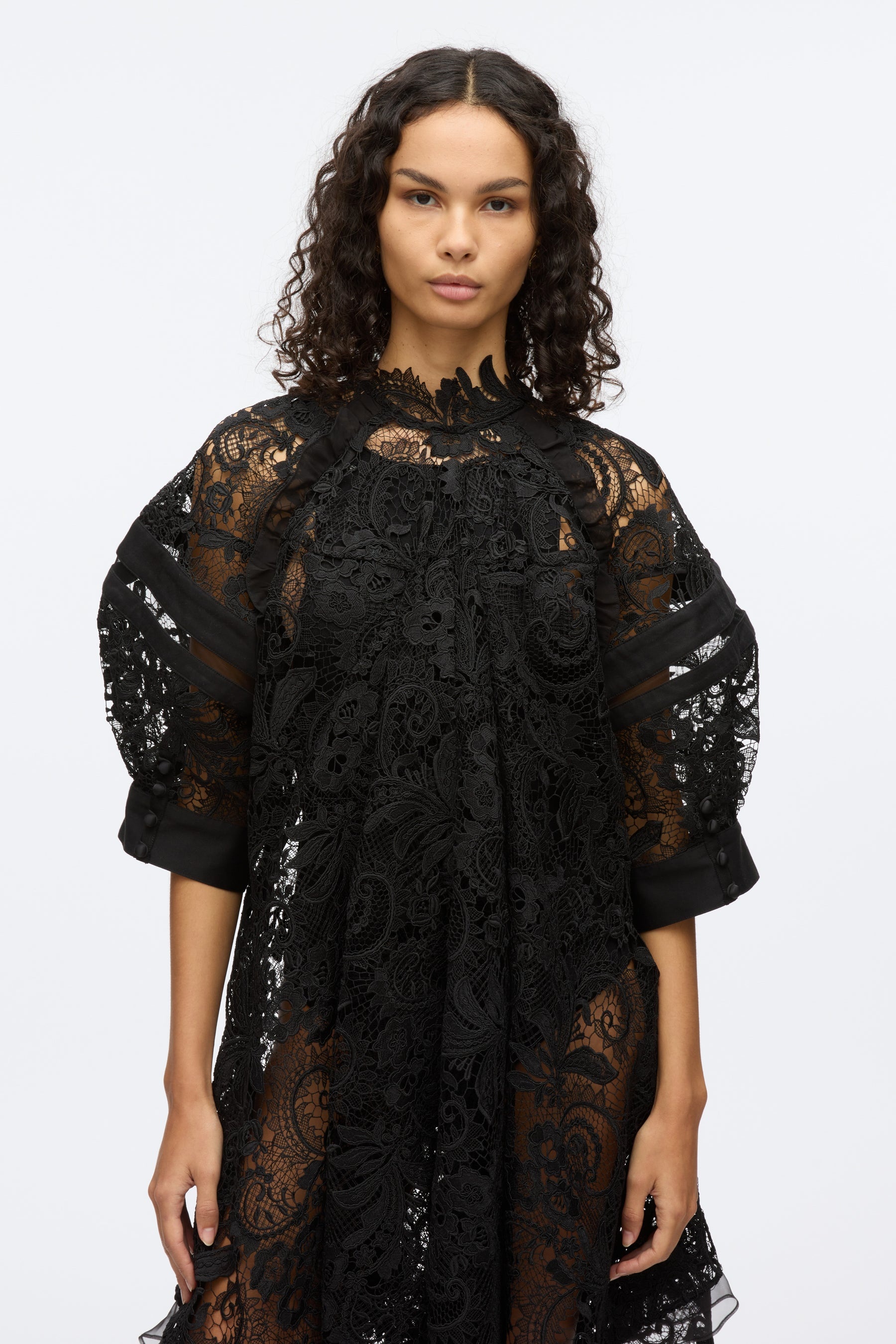 Embroidered Lace Hankerchief Dress - 4
