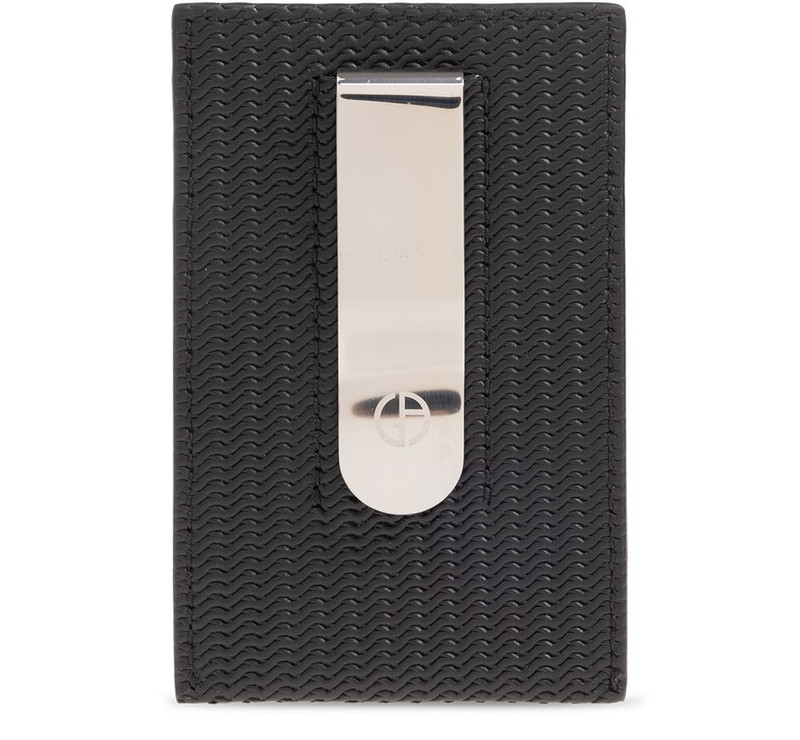 GIORGIO ARMANI wavy-embossed leather cardholder outlook