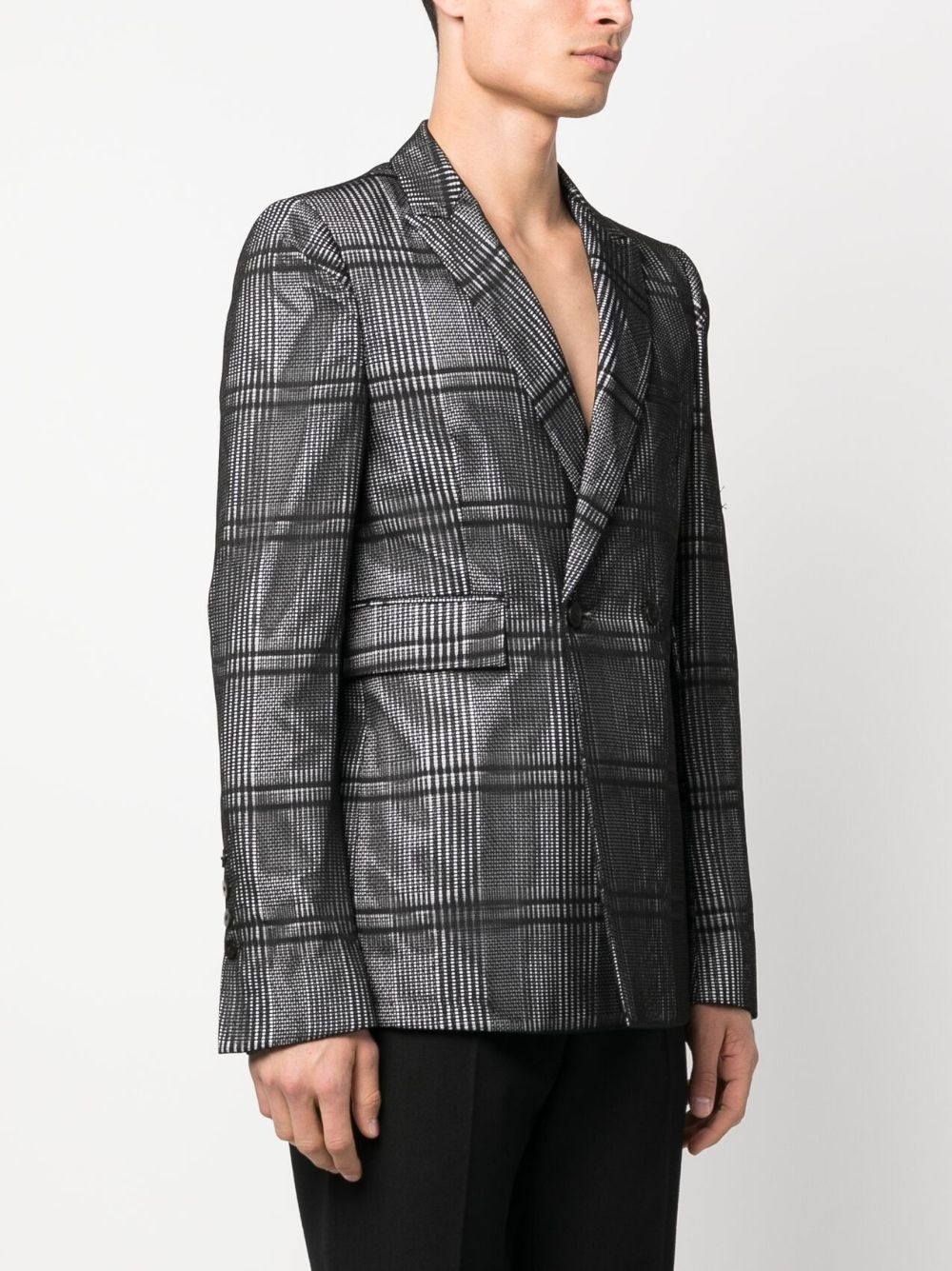 plaid-check print cotton blazer - 4