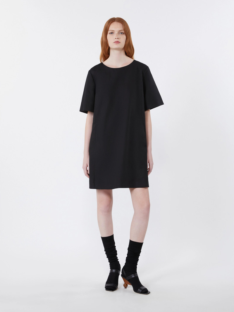 ALOA Cotton and linen canvas short dress - BLACK 3