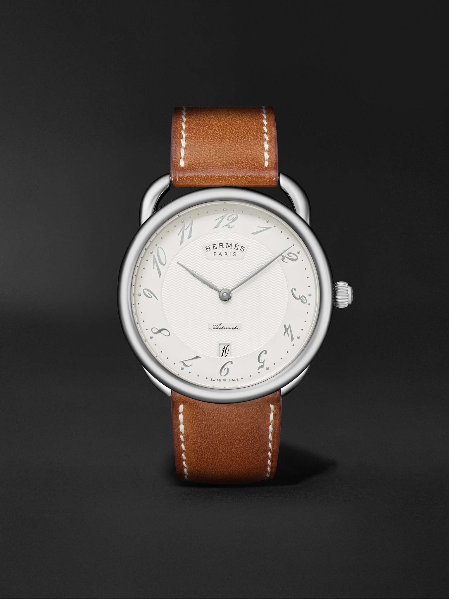 Arceau Automatic 40mm Stainless Steel and Leather Watch, Ref. No. 055473WW00 - 1