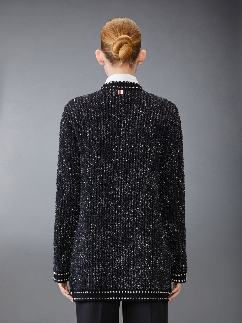 Thom Browne EYELASH TWEED JACQUARD NECK TIE CARDIGAN outlook