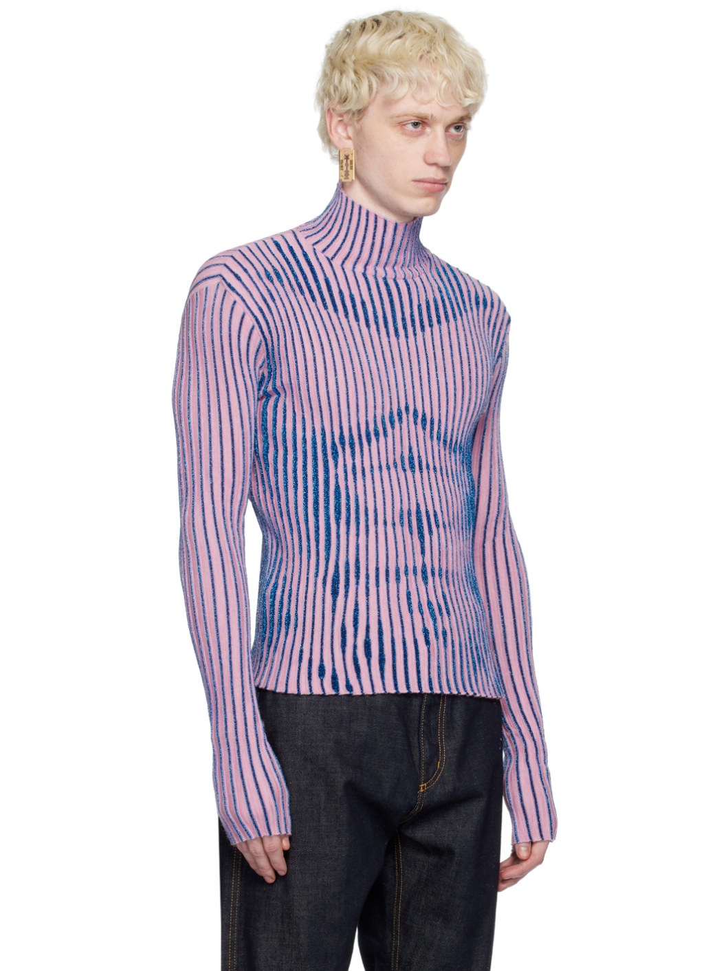 Pink Striped Sweater - 4