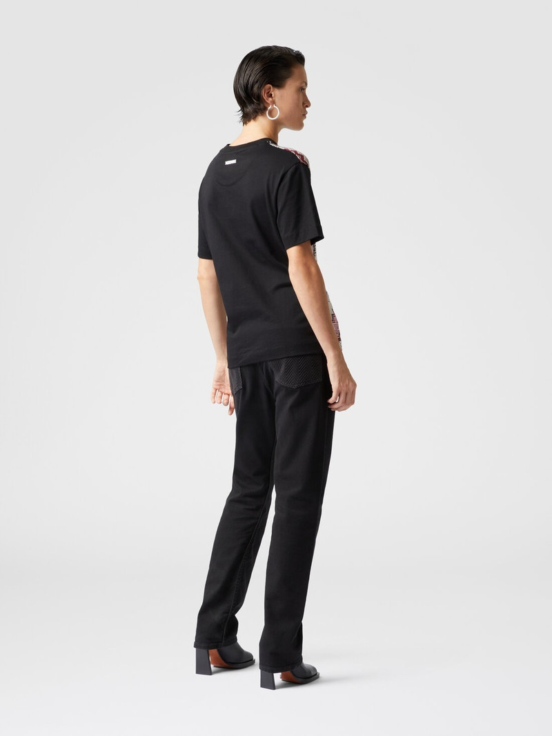 Crewneck T-shirt with lamé zig zag knit insert 3