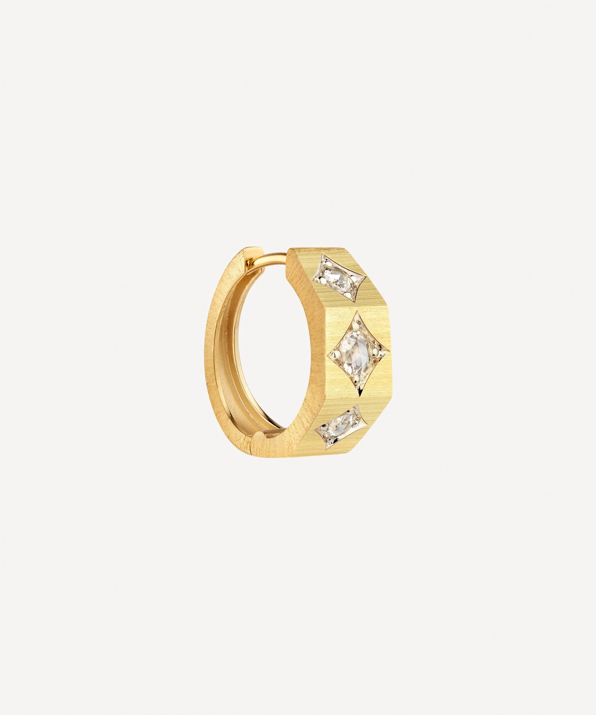 18ct Gold Medium Ecrou Hoop Earring - 1