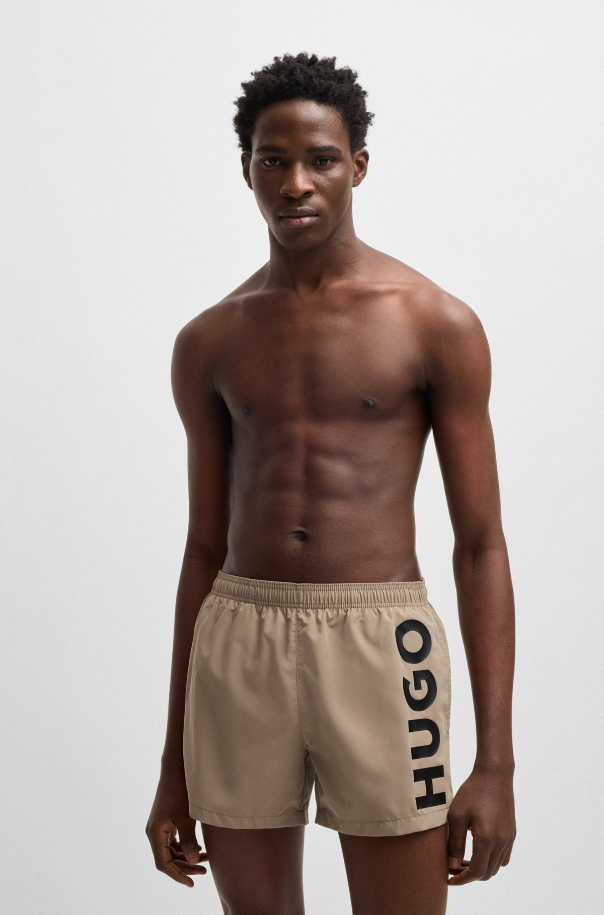 QUICK-DRY SWIM SHORTS WITH VERTICAL LOGO PRINT - 2