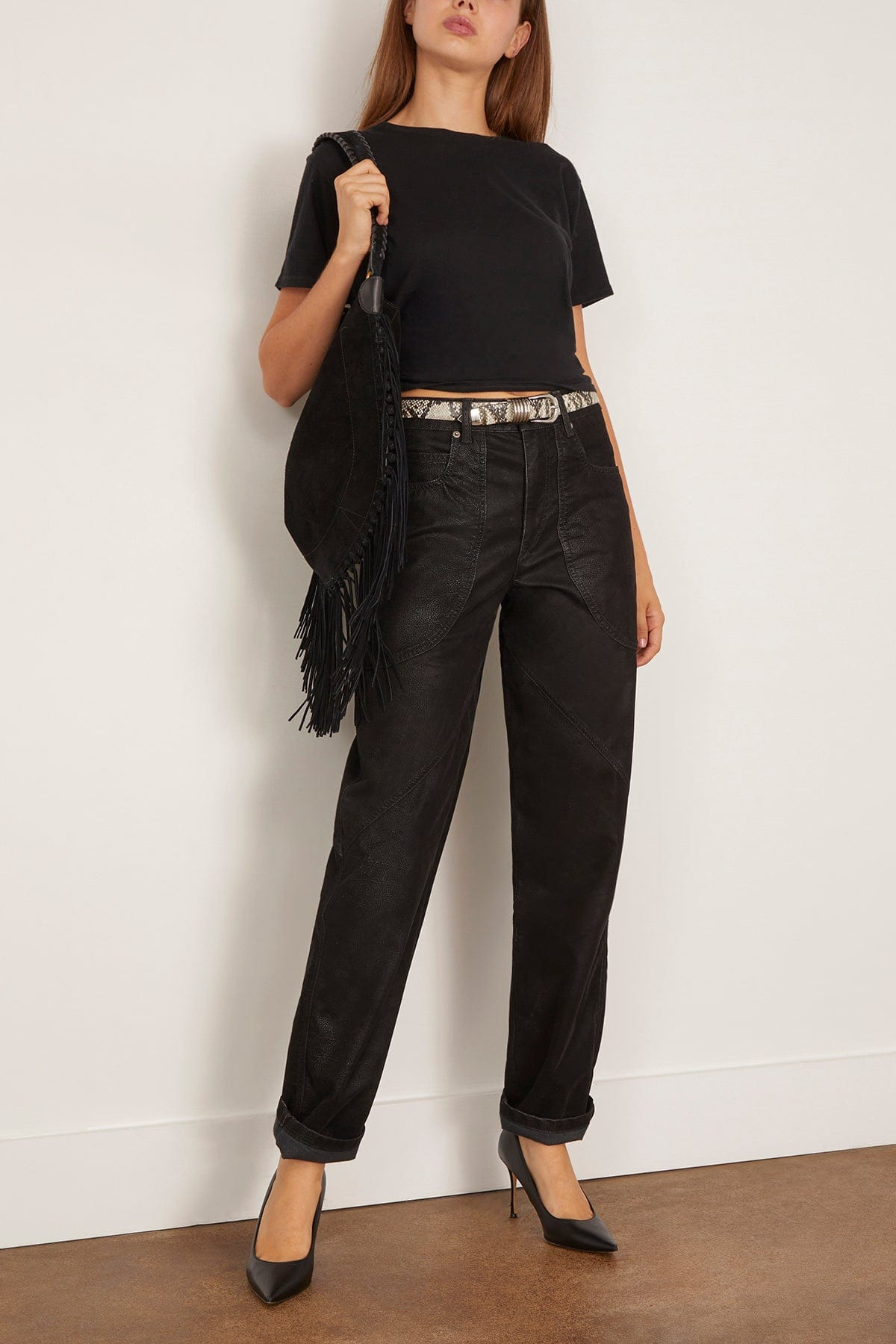 Tight Waist Tee in Black - 2