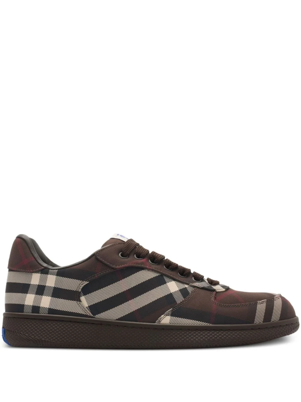 check-pattern lace-up sneakers - 1