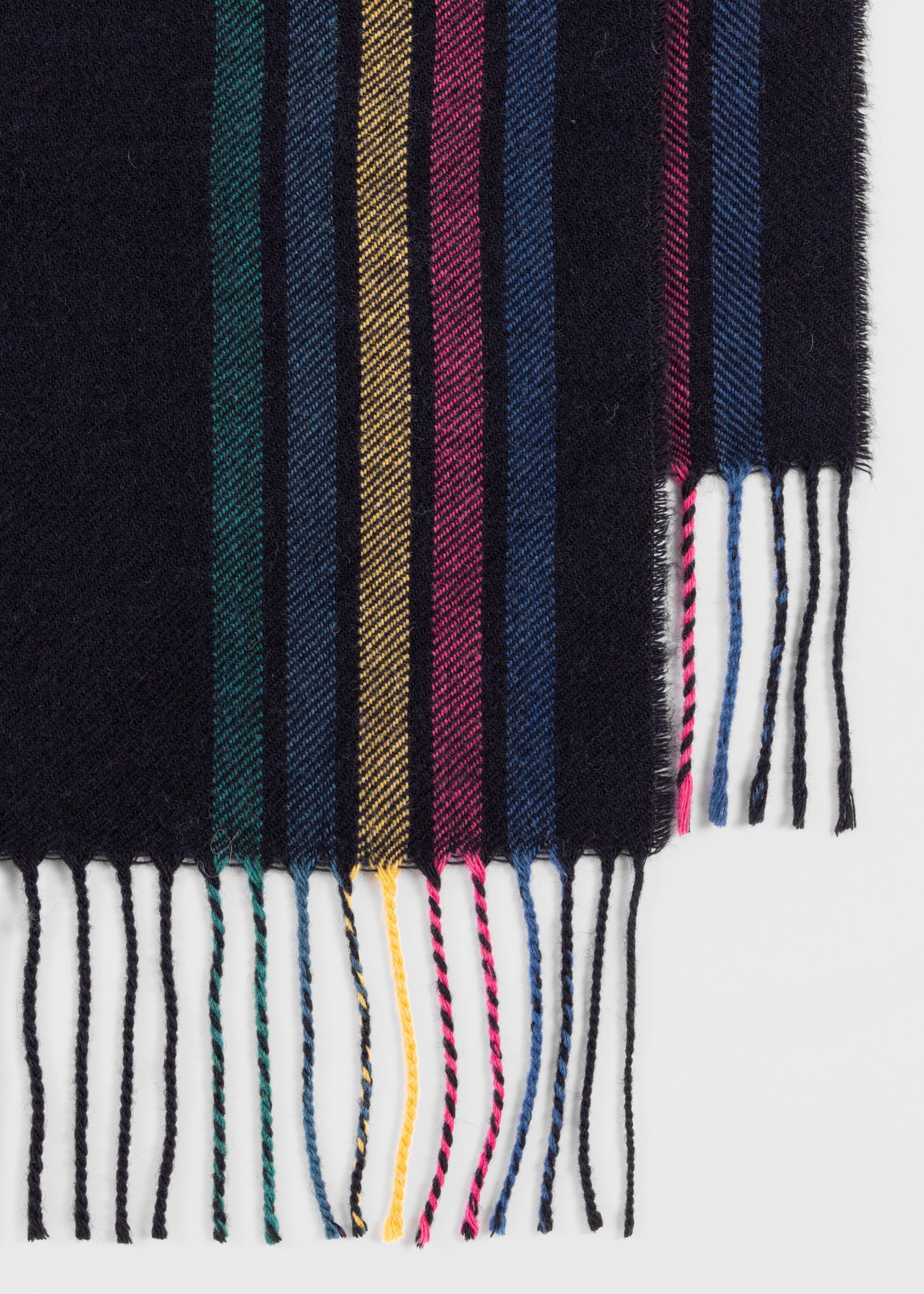 Dark Blue Wool-Blend 'Sports Stripe' Scarf - 2