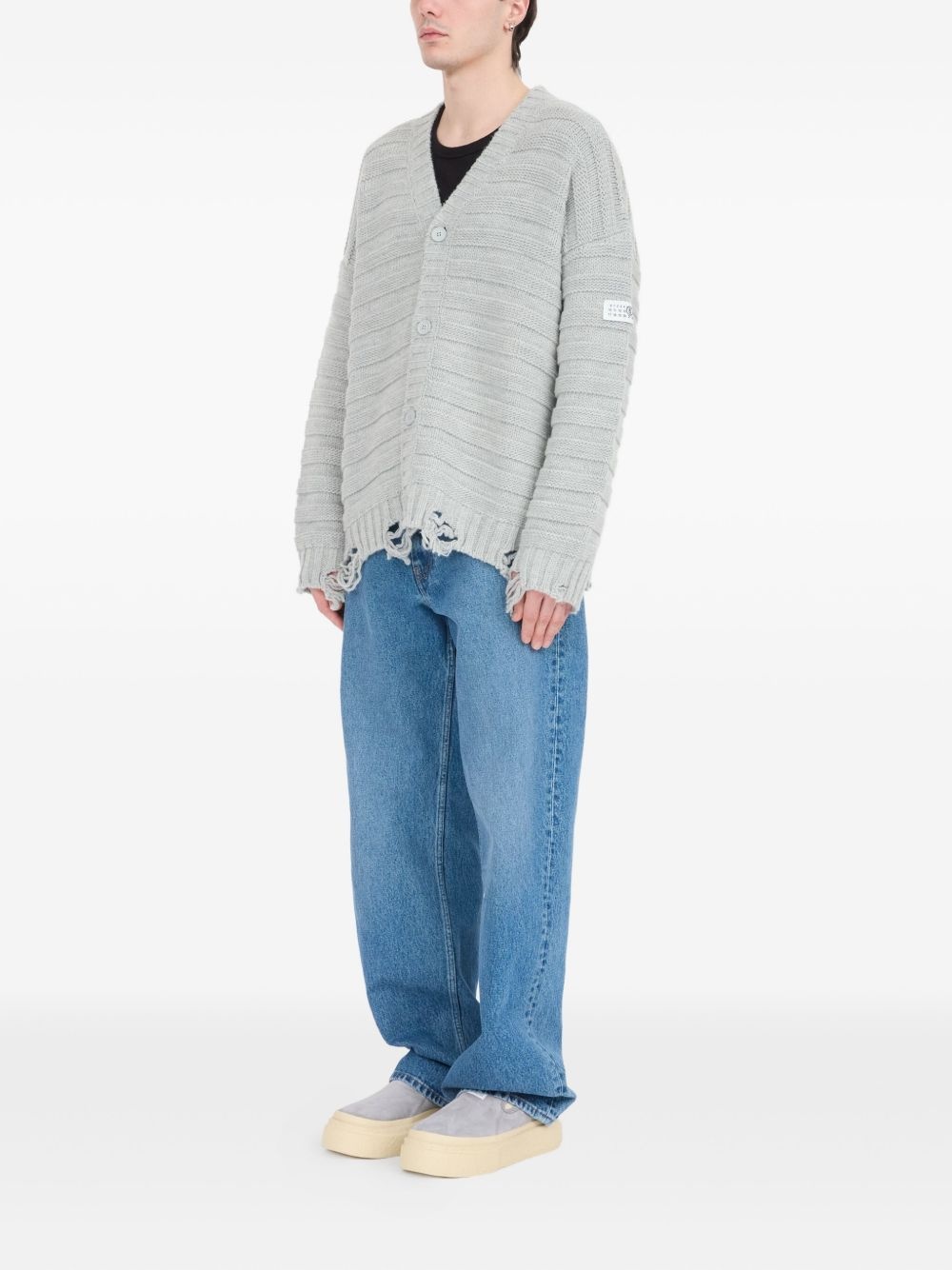 ribbed button-up cardigan - 4