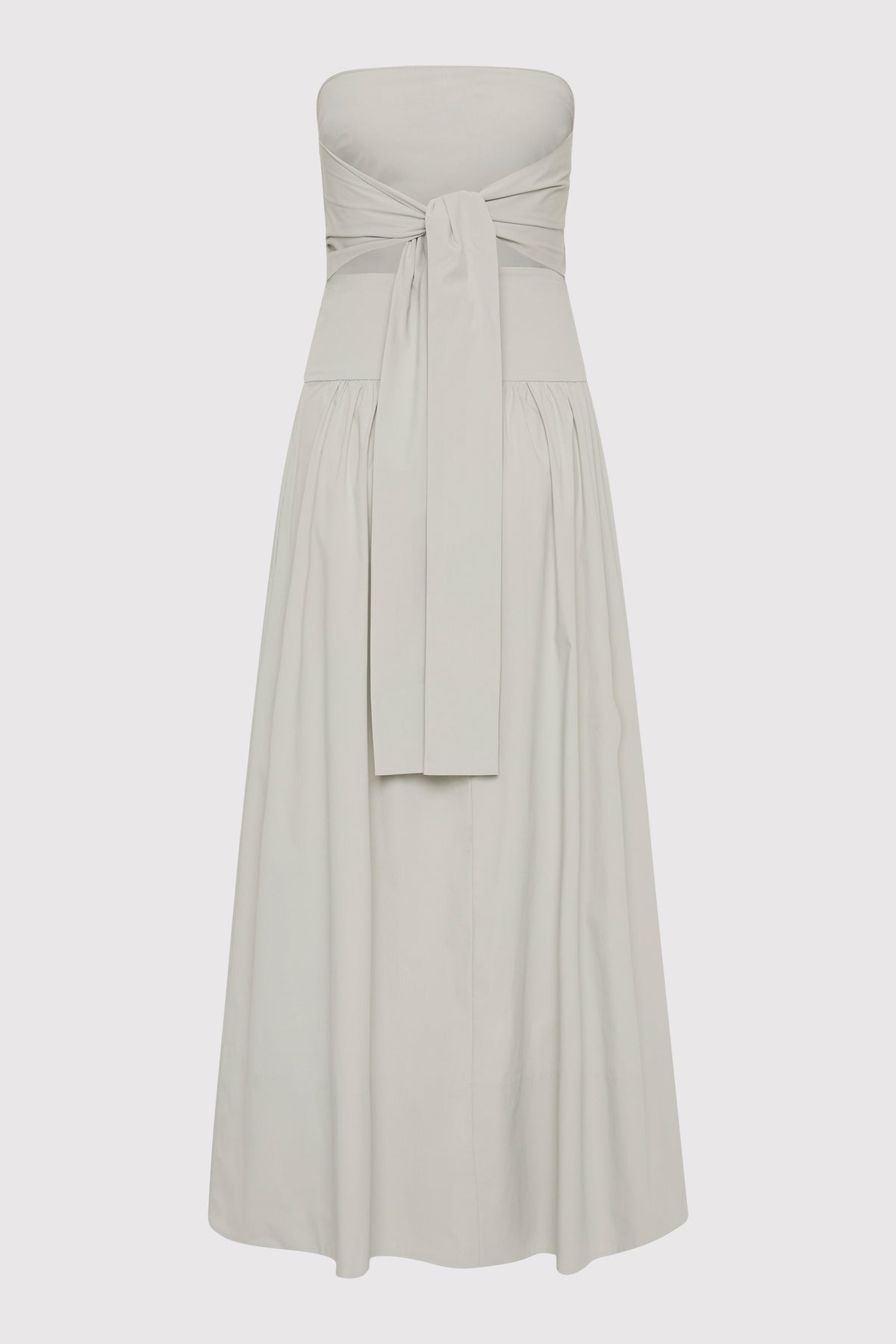 Gathered Strapless Tie Back Dress - Silver - 9