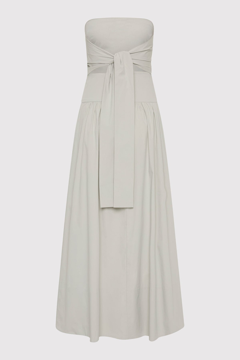 ST. AGNI Gathered Strapless Tie Back Dress - Silver outlook