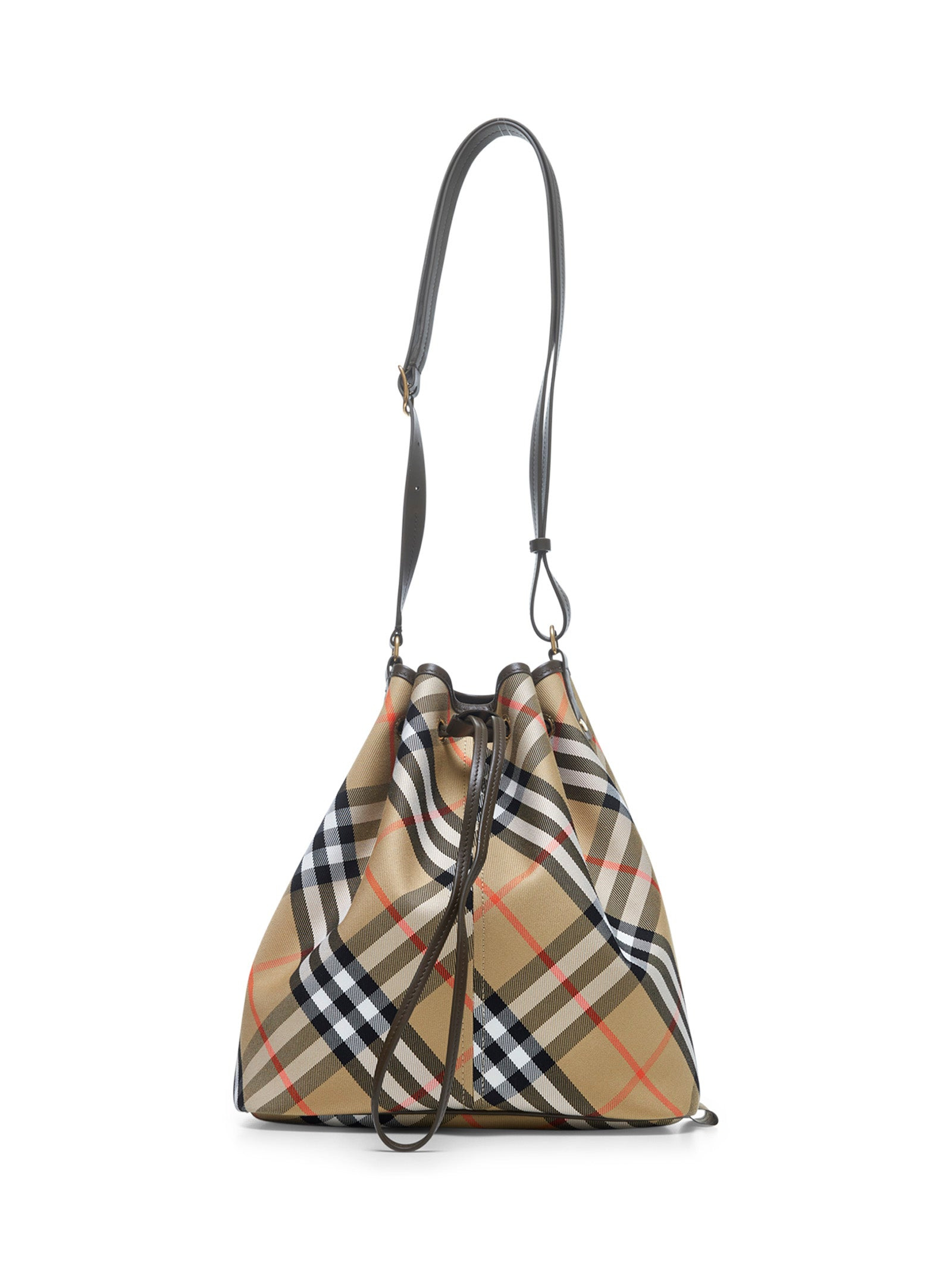 Beige medium Check bucket bag - 1