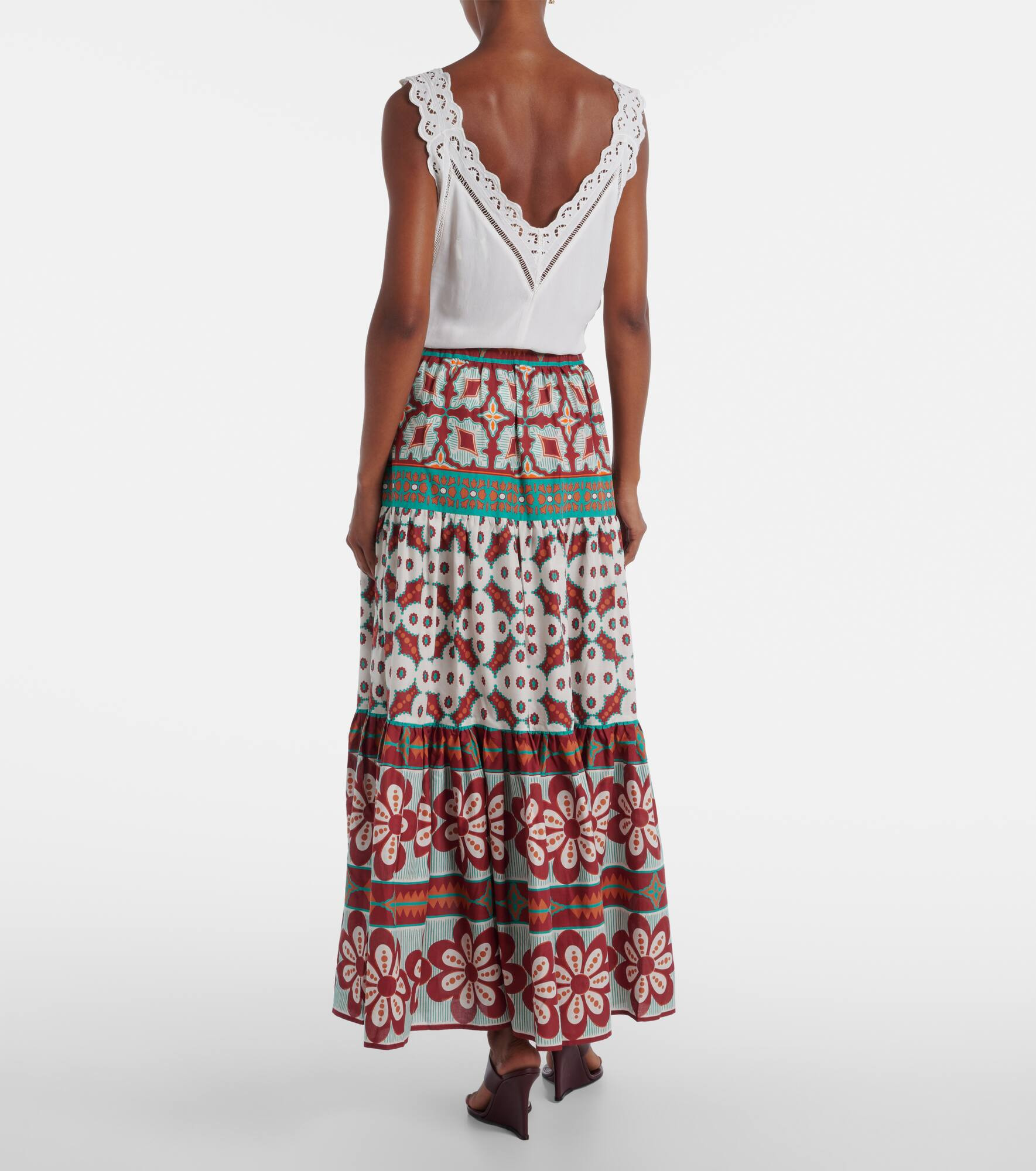 Big printed tiered cotton maxi skirt - 3