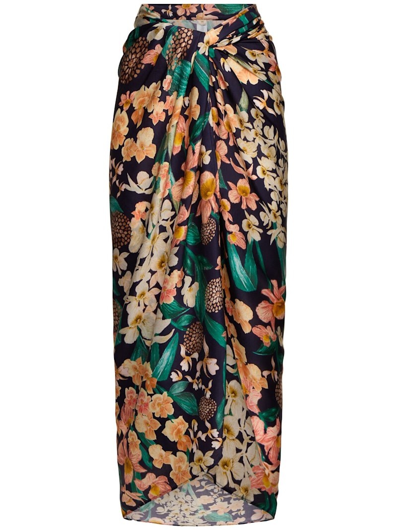 Lavanda floral print maxi sarong skirt - 1