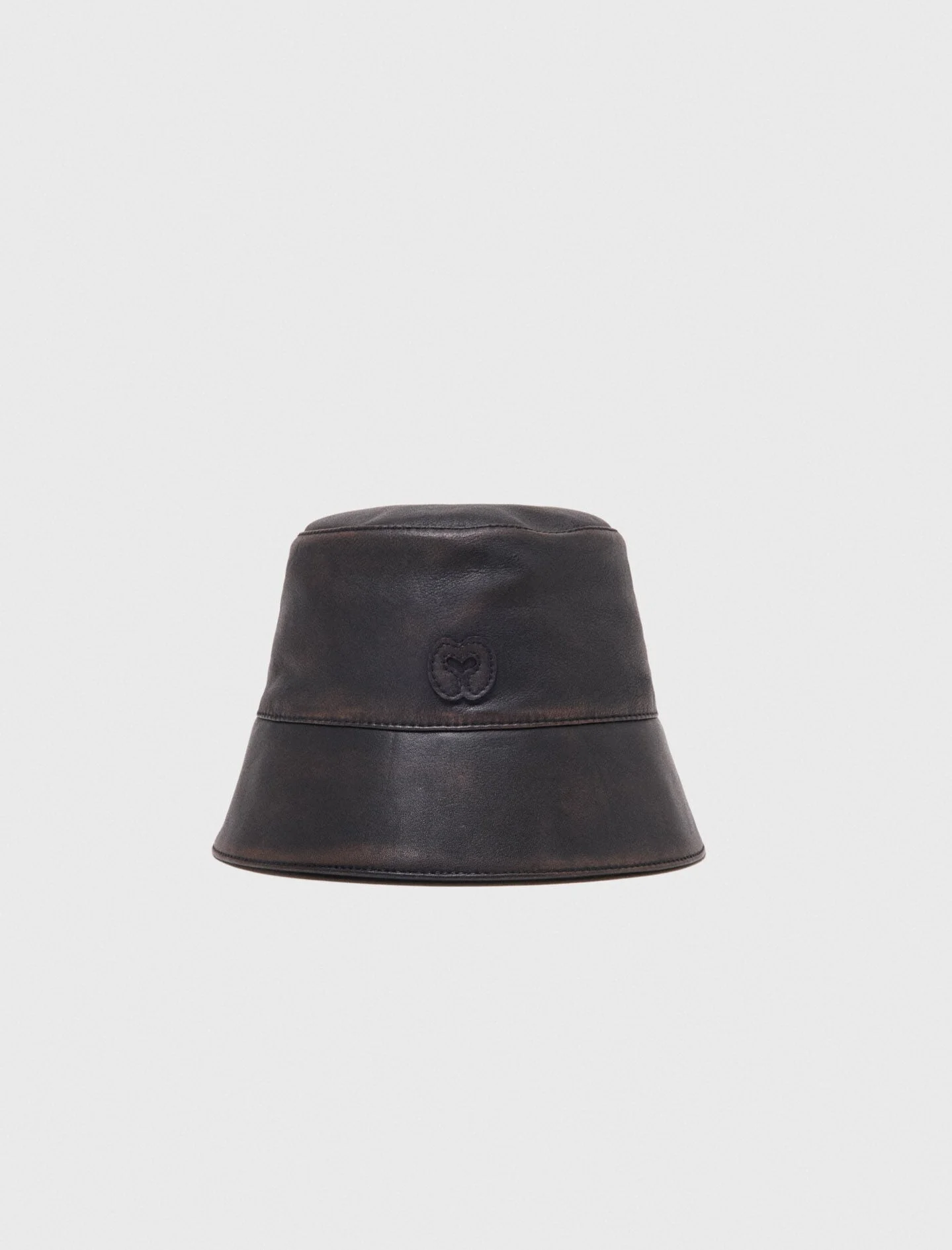 Distressed leather bucket hat - 1