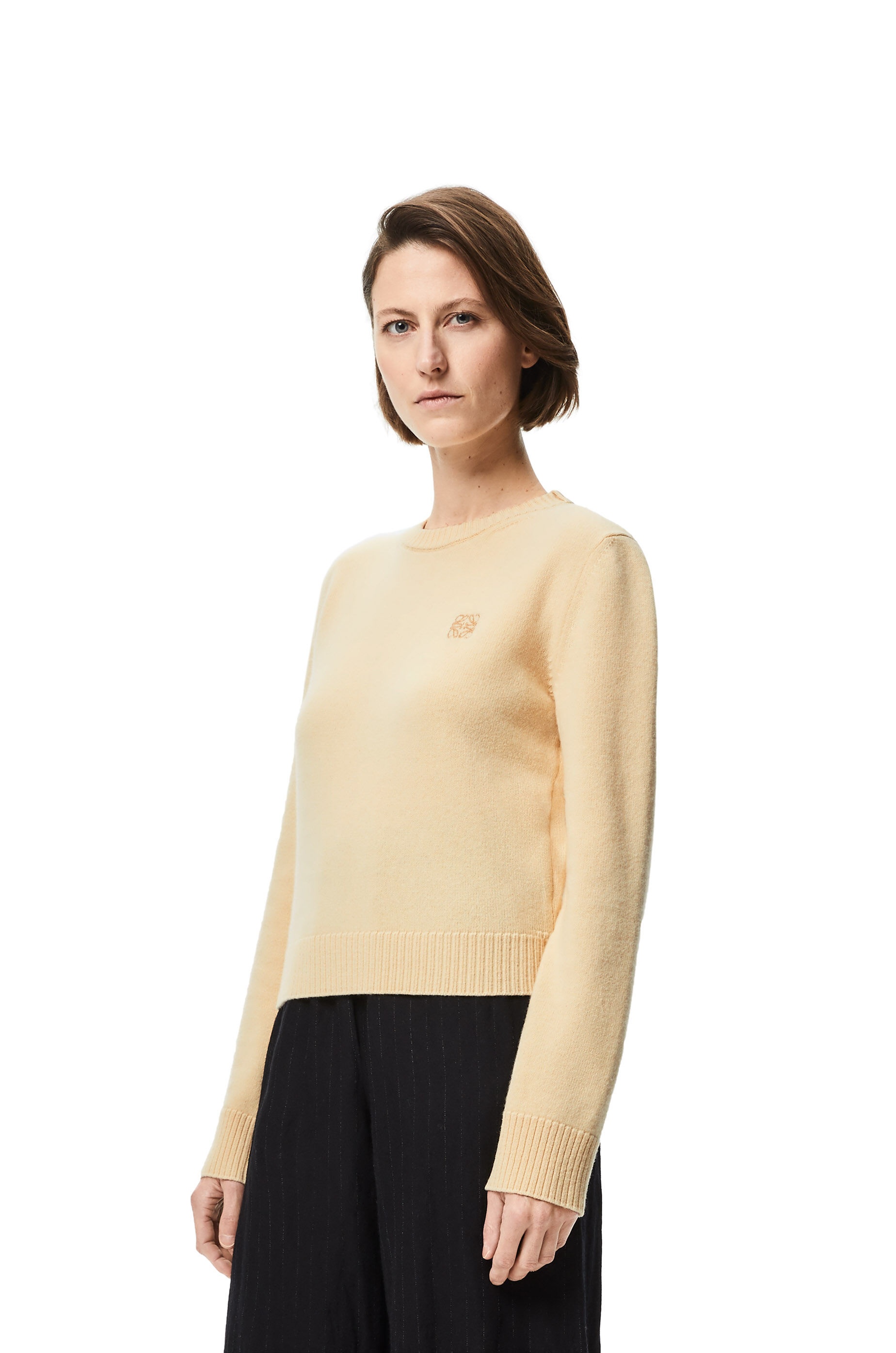 Anagram embroidered cropped sweater in wool - 3