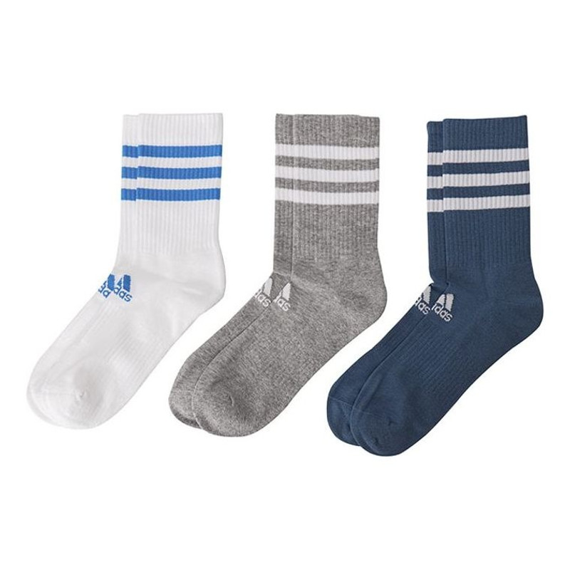 adidas Stripe Logo Athleisure Casual Sports Socks Unisex 3 Pairs White / Gray / Blue HE4993 1