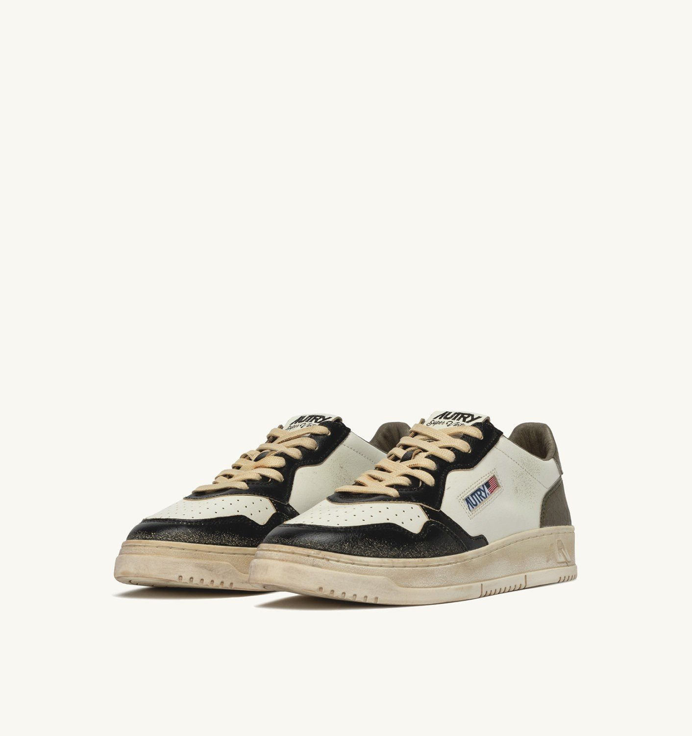 MEDALIST LOW SUPER VINTAGE SNEAKERS IN WHITE COVERT GREEN AND BLACK - 2