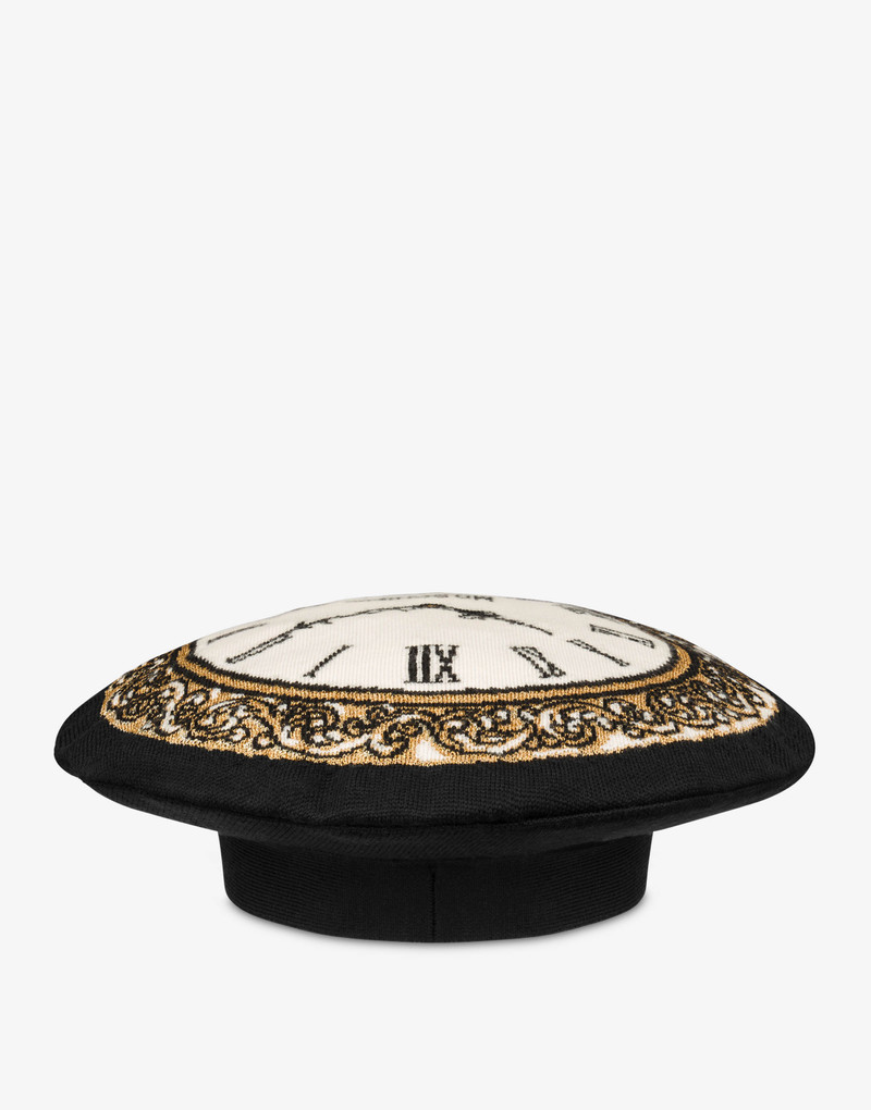 Moschino BAROQUE CLOCK WOOL HAT outlook
