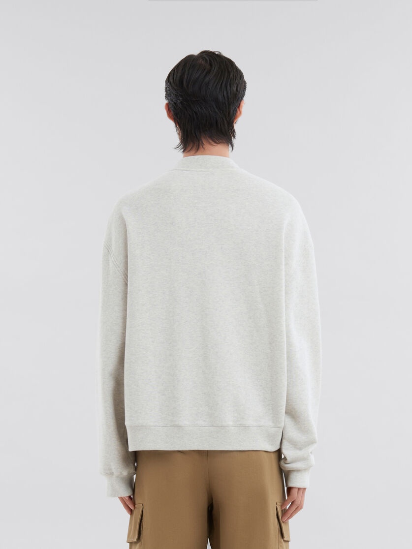 GREY MELANGE COTTON BOMBER WITH MARNI PATCH - 3