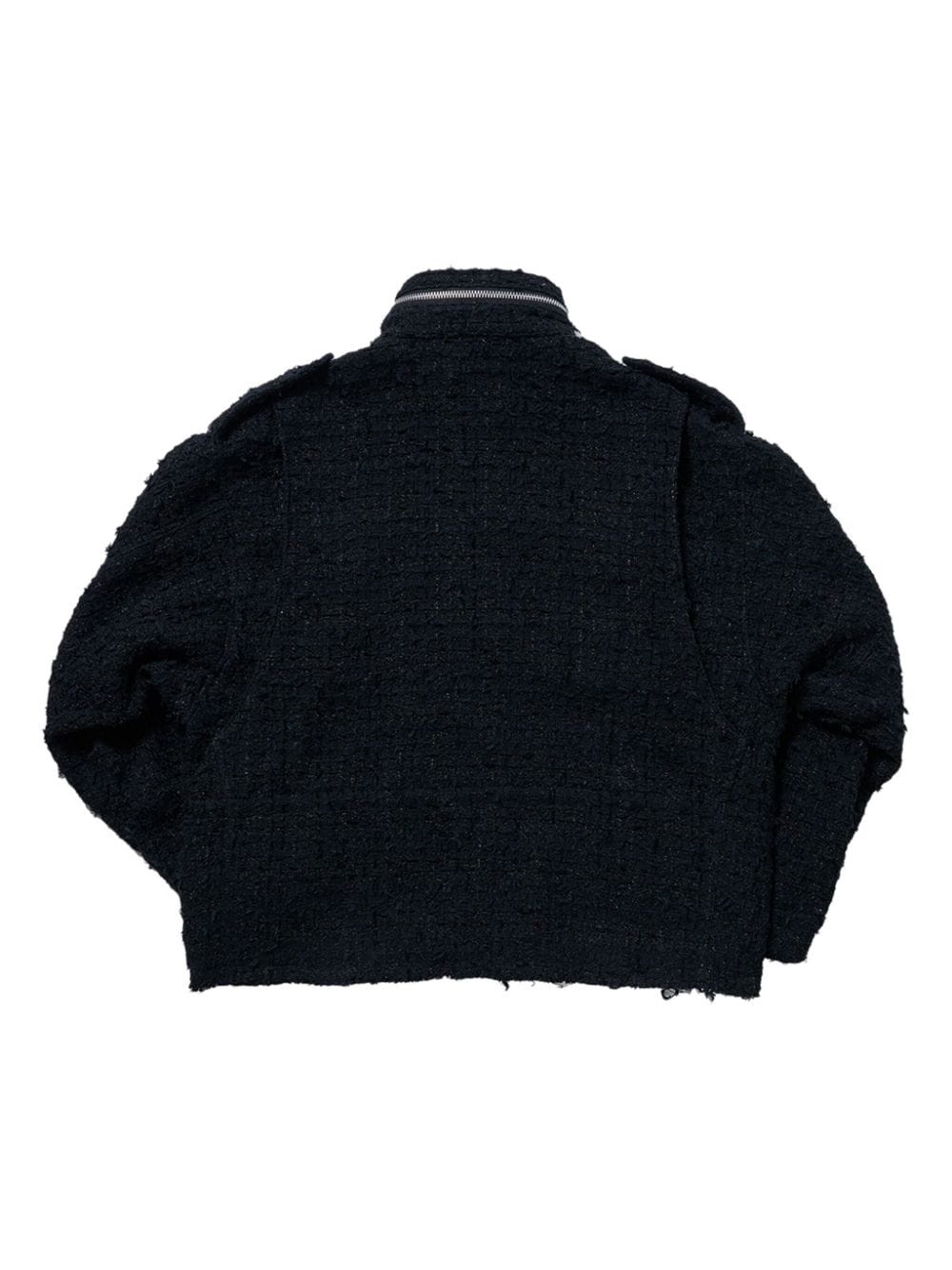 raw-cut tweed military jacket - 2