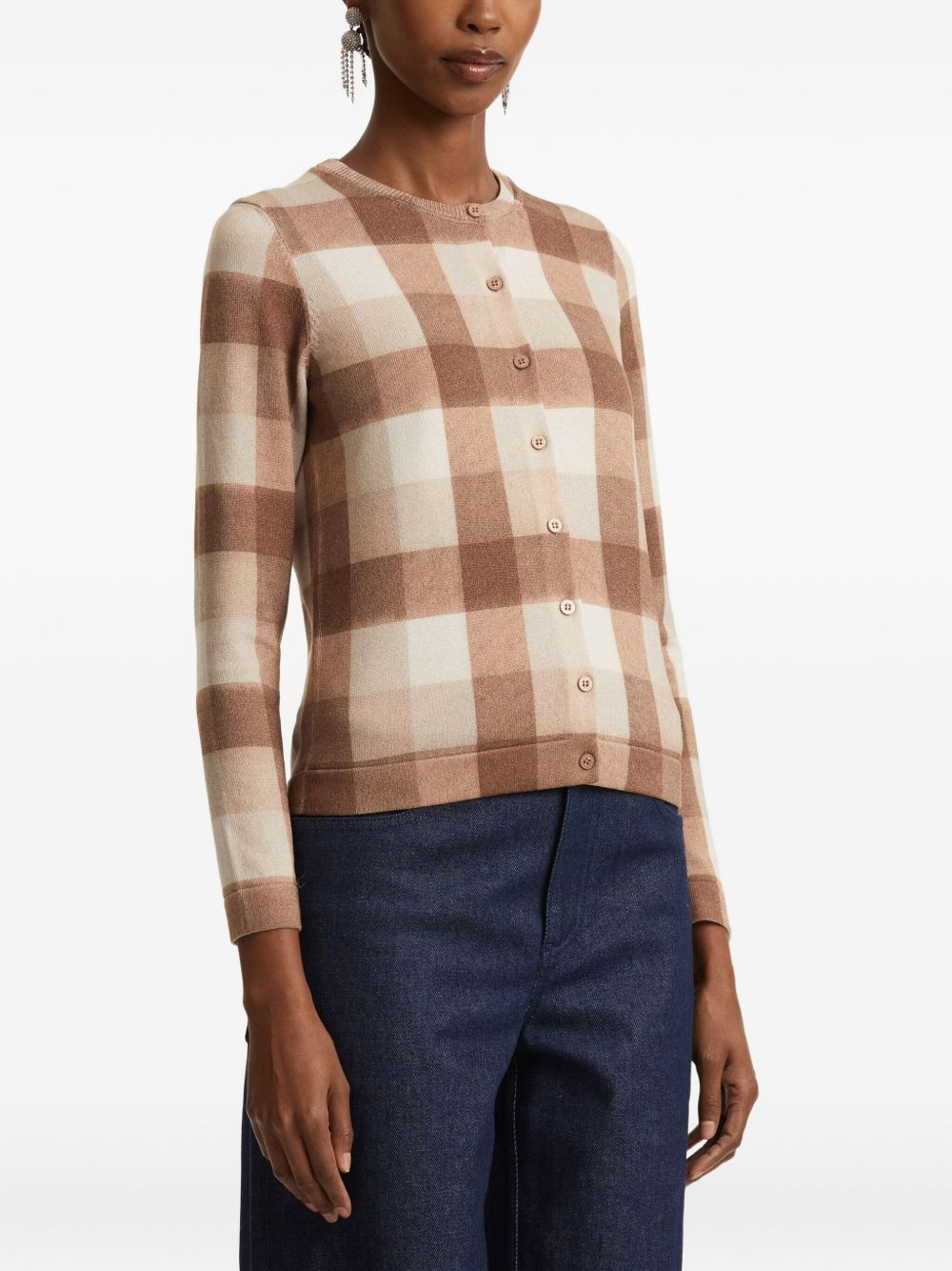 gingham check cardigan - 4