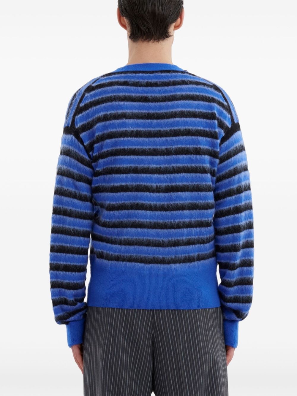 striped V-neck cardigan - 4