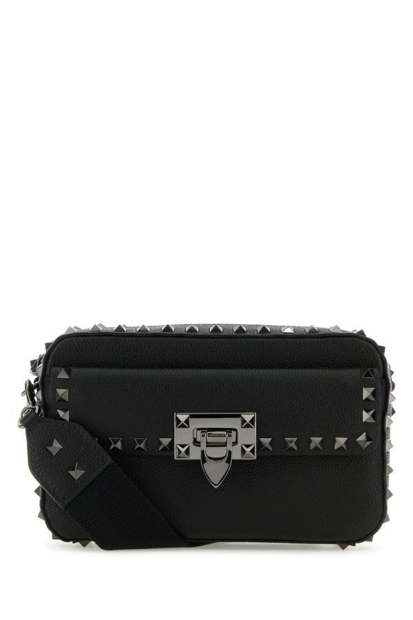 Valentino Garavani Woman Black Leather Rockstud Crossbody Bag - 1
