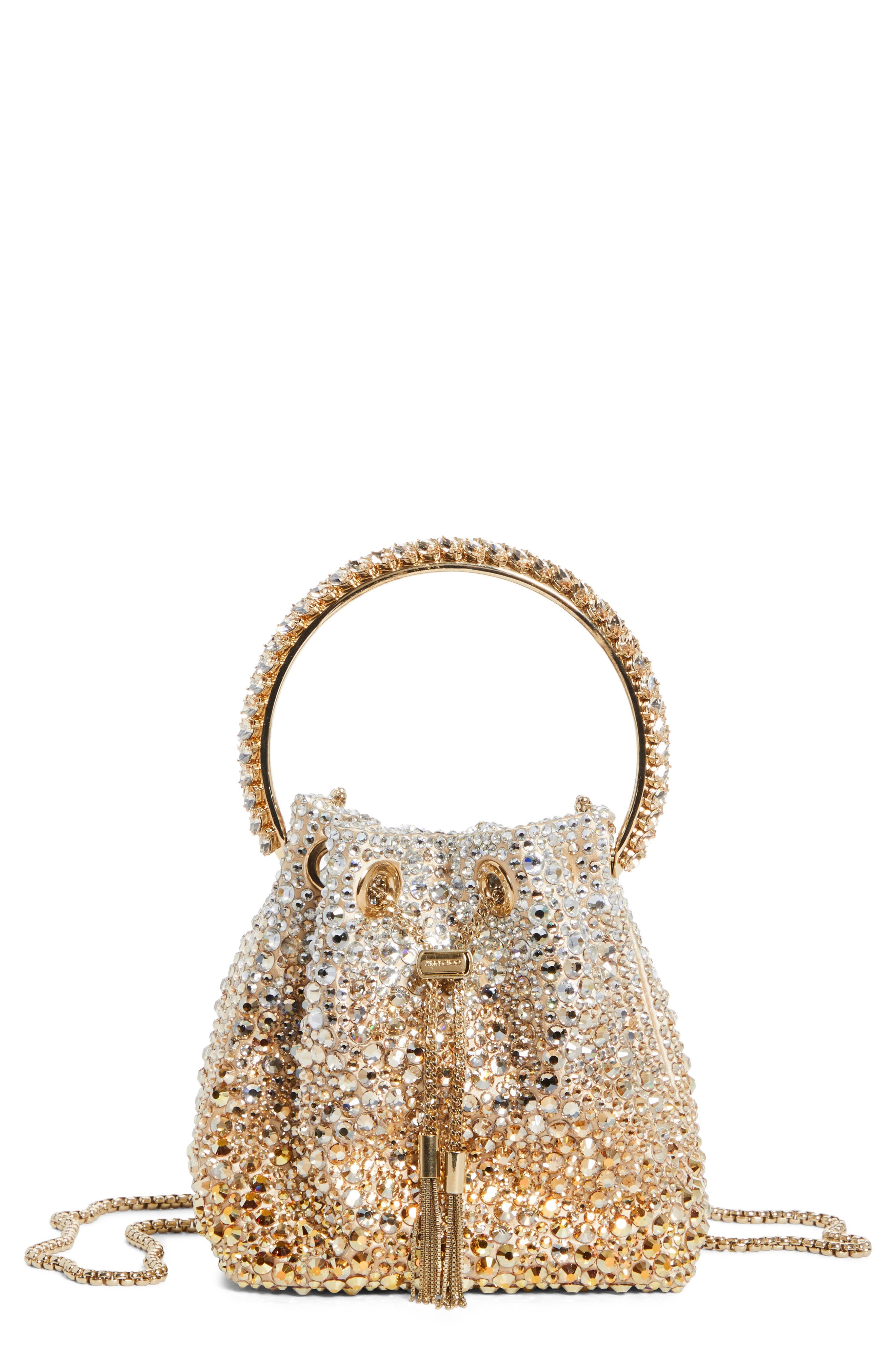 Jimmy Choo Bon Bon Crystal Drawstring Pouch in Gold/Silver at Nordstrom - 1