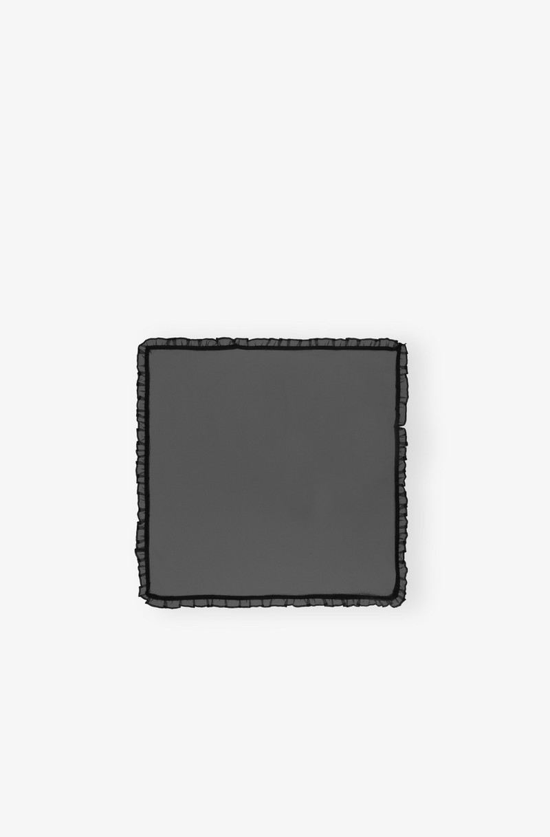 BLACK TECHNICAL ORGANZA FRILL SCARF - 1