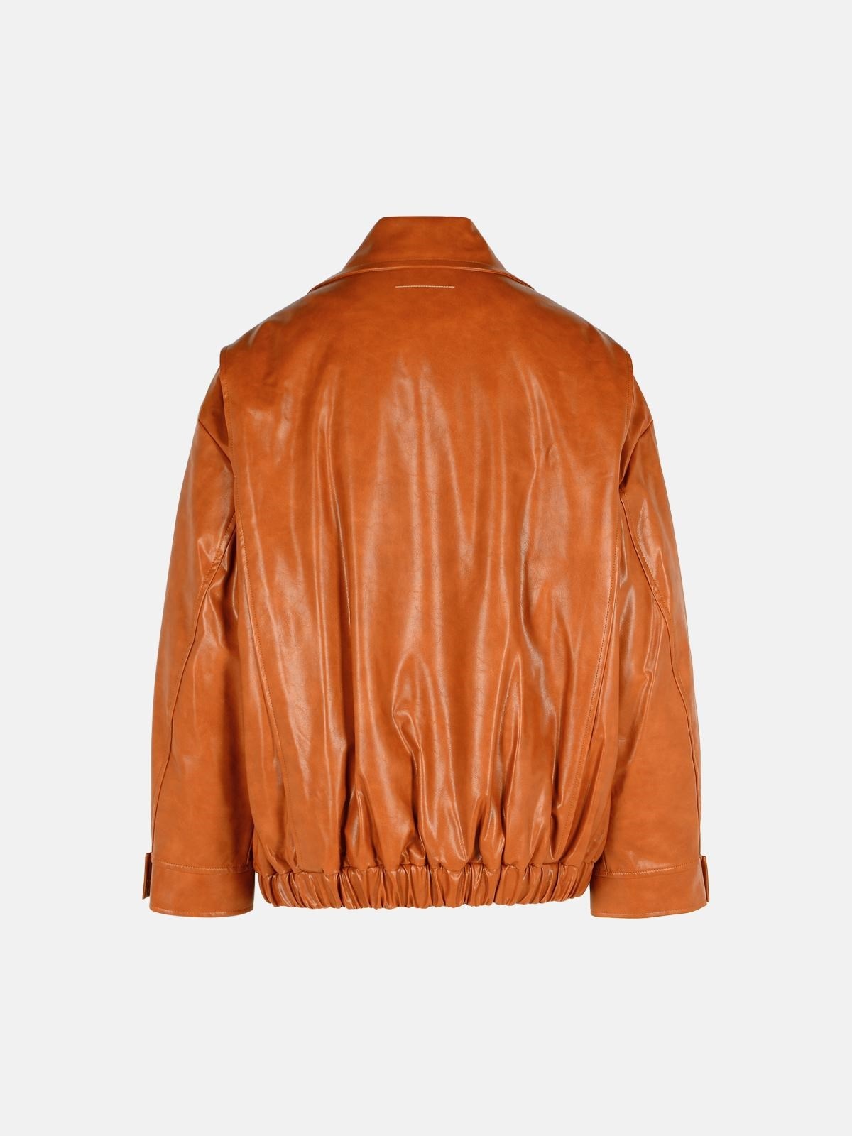 ORANGE FAUX LEATHER JACKET - 3