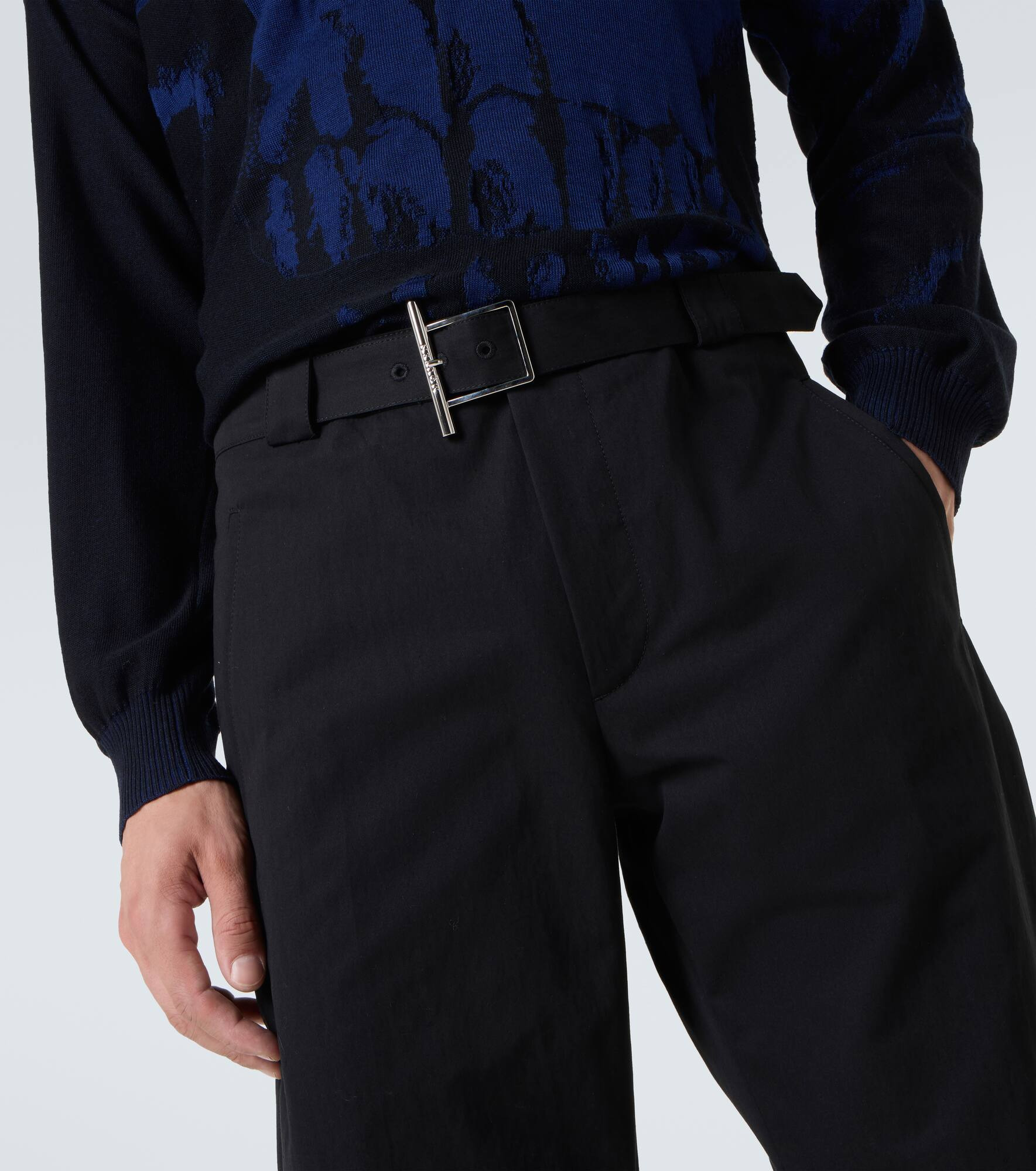 Cotton-blend straight pants - 5