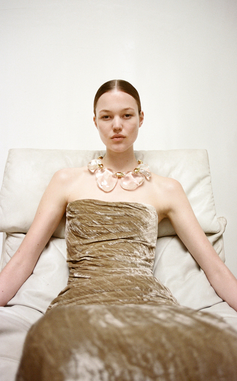 MARMAR HALIM Strapless Crushed-Velvet Gown neutral outlook